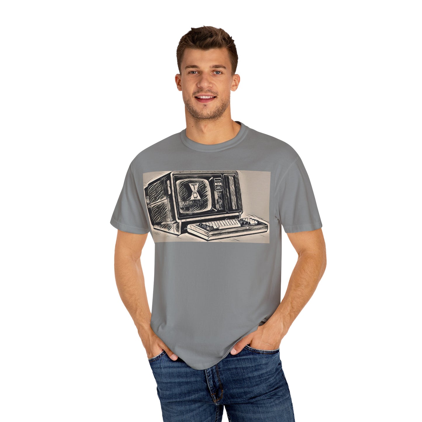 Classic Business Machine With Floppy Disk Bay T-Shirt - Ink Art Monochrome
