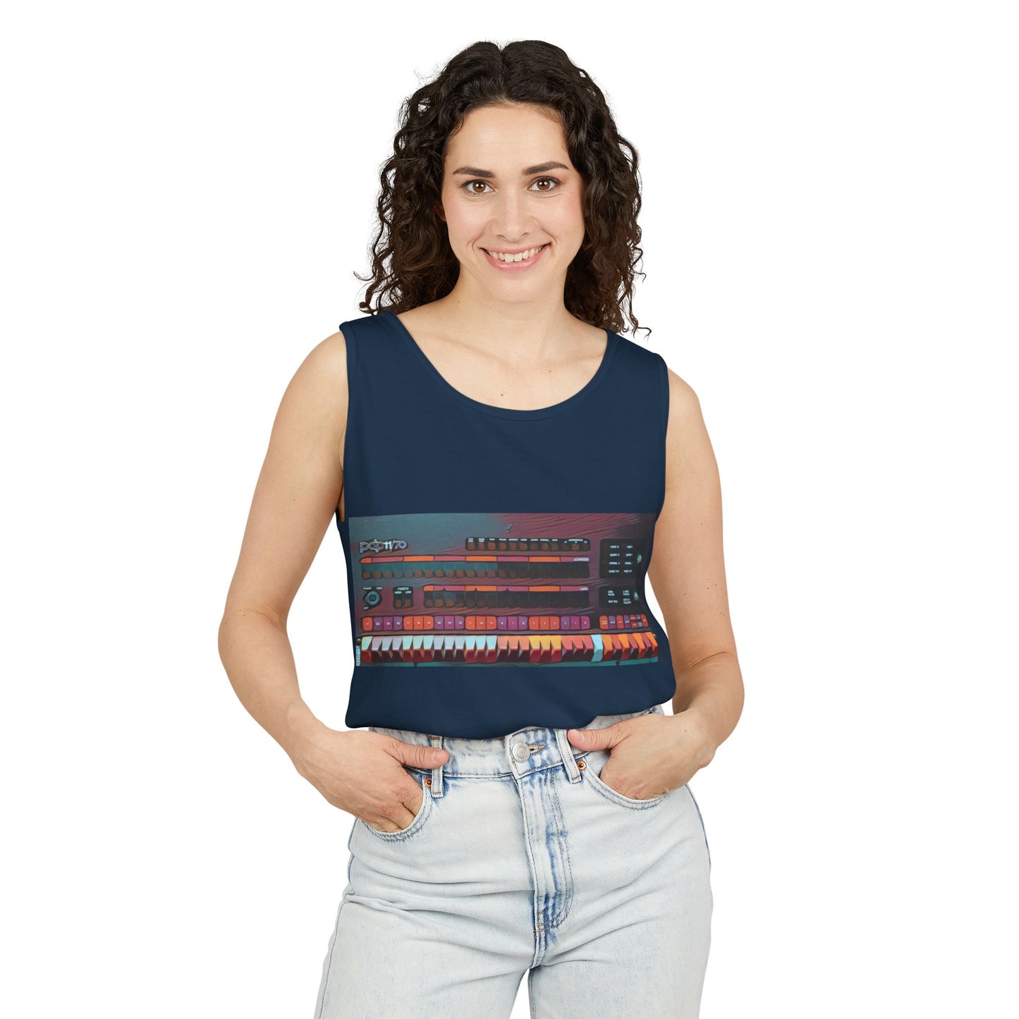 Mini Computer Inspired Tank Top | Unisex Retro Graphic Tee for Tech Lovers, Summer Fashion, Gift for Nerds, Festival Wear, 80s Style