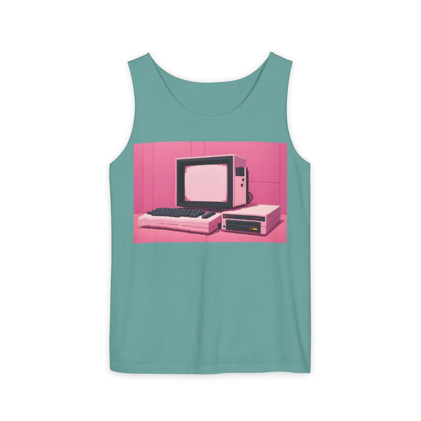 Classic 8 bit home computer inspired Tank Top | Pixel Art Color | Unisex Retro Graphic Tee for Tech Lovers, Summer Fashion, Gift for Nerds, Festival Wear, 80s Style