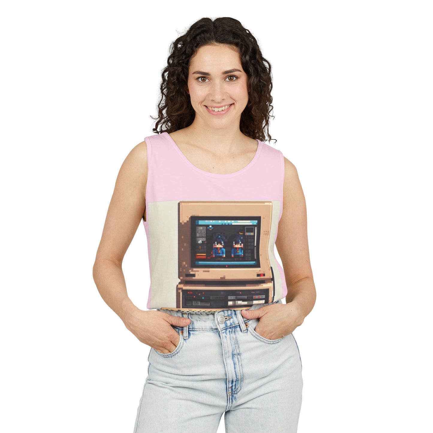 Classic business machine inspired Tank Top | Pixel-Color Art | Unisex Retro Graphic Tee for Tech Lovers, Summer Fashion, Gift for Nerds, Festival Wear, 80s Style