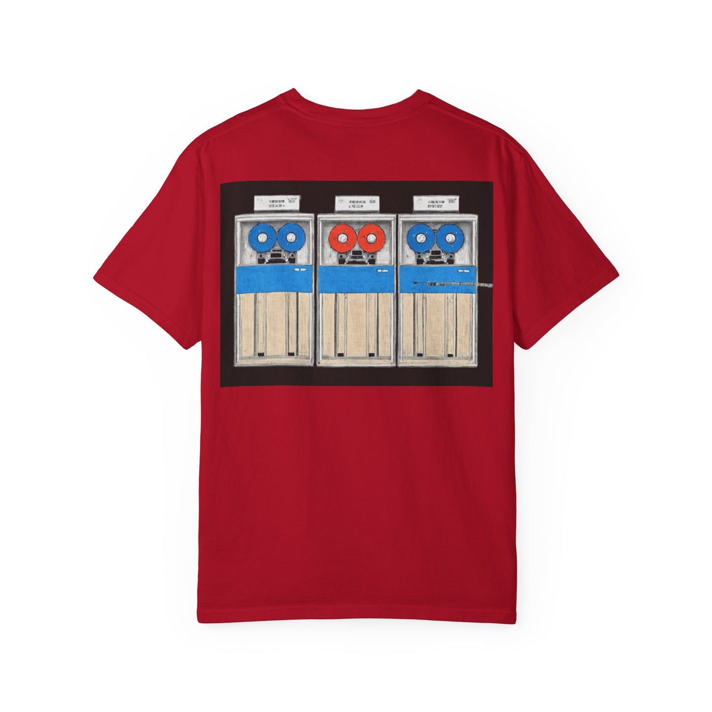 Classic Mainframe T-Shirt with tape storage units on back - Print Art Color