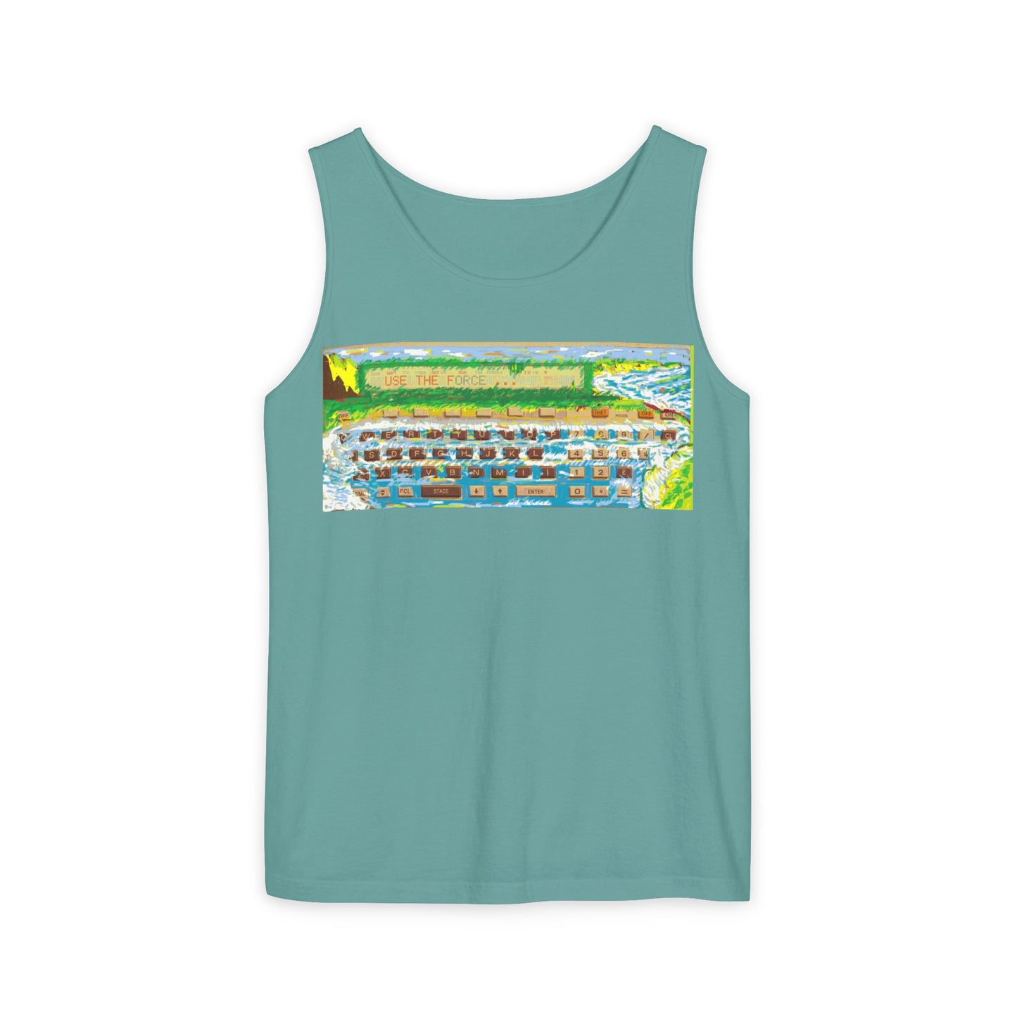Pocket Computer Inspired Tank Top | Unisex Retro Graphic Tee for Tech Lovers, Summer Fashion, Gift for Nerds, Festival Wear, 80s Style
