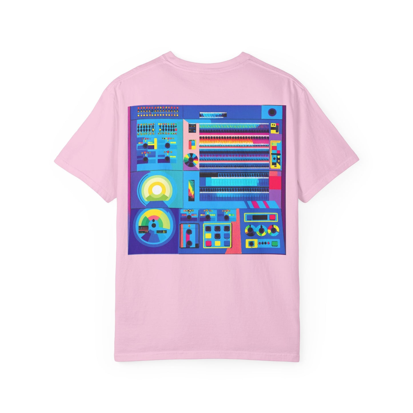 Classic Mainframe Computer T-Shirt with control panel on back - Modern Art Color