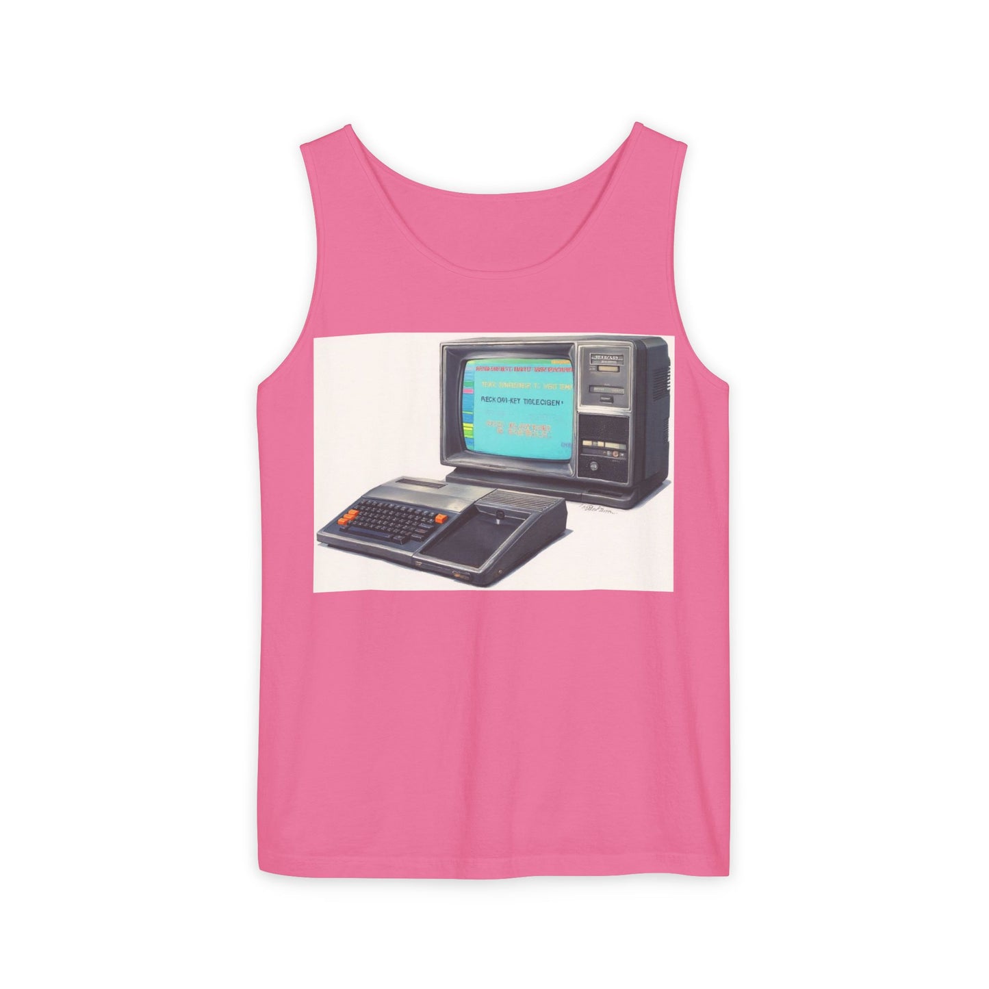 TI-99/4A Home Computer Inspired Tank Top | Mosaic Art Color | Unisex Retro Graphic Tee for Tech Lovers, Summer Fashion, Gift for Nerds, Festival Wear, 80s Style