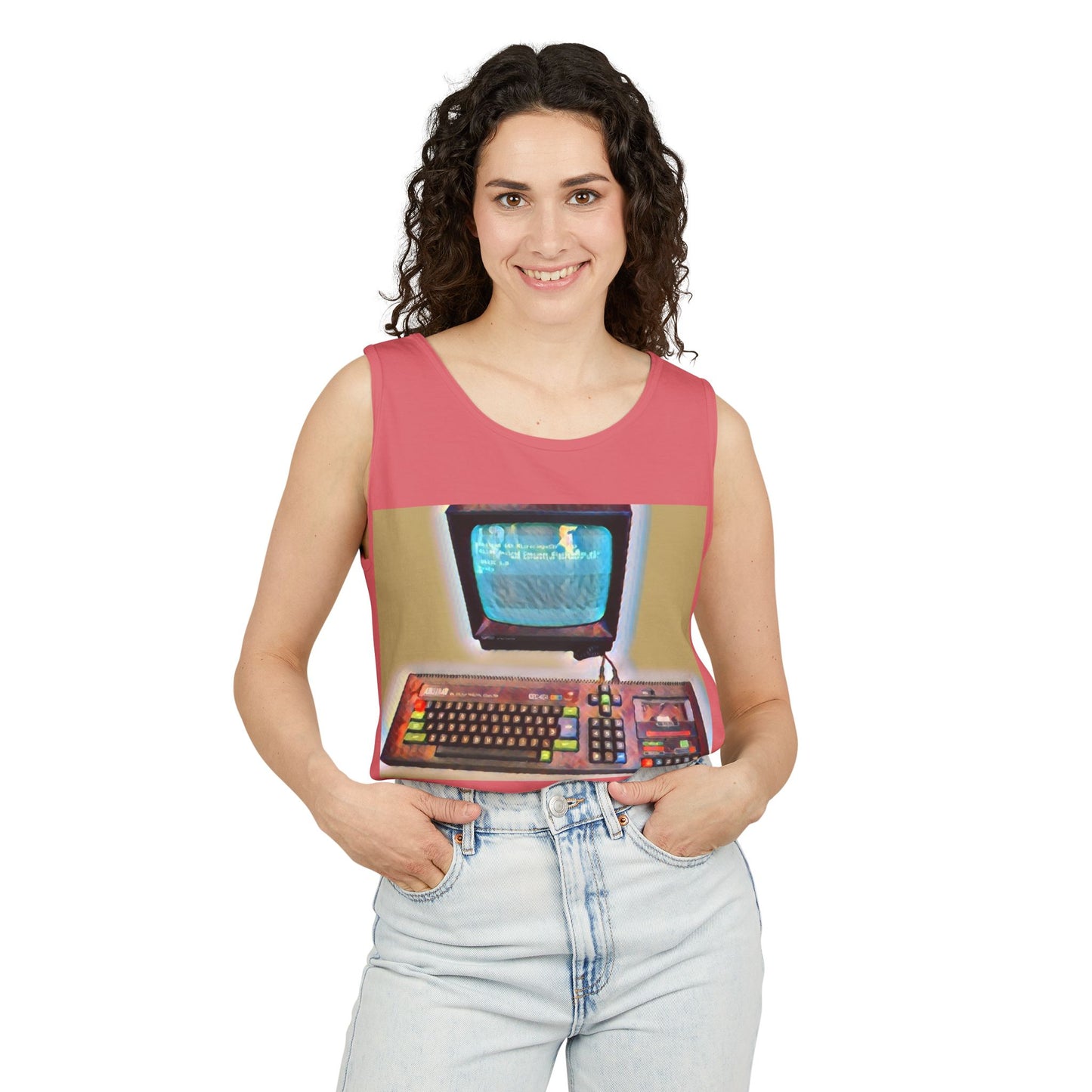 Classic 8 bit home computer inspired Tank Top | Color Print Art | Unisex Retro Graphic Tee for Tech Lovers, Summer Fashion, Gift for Nerds, Festival Wear, 80s Style