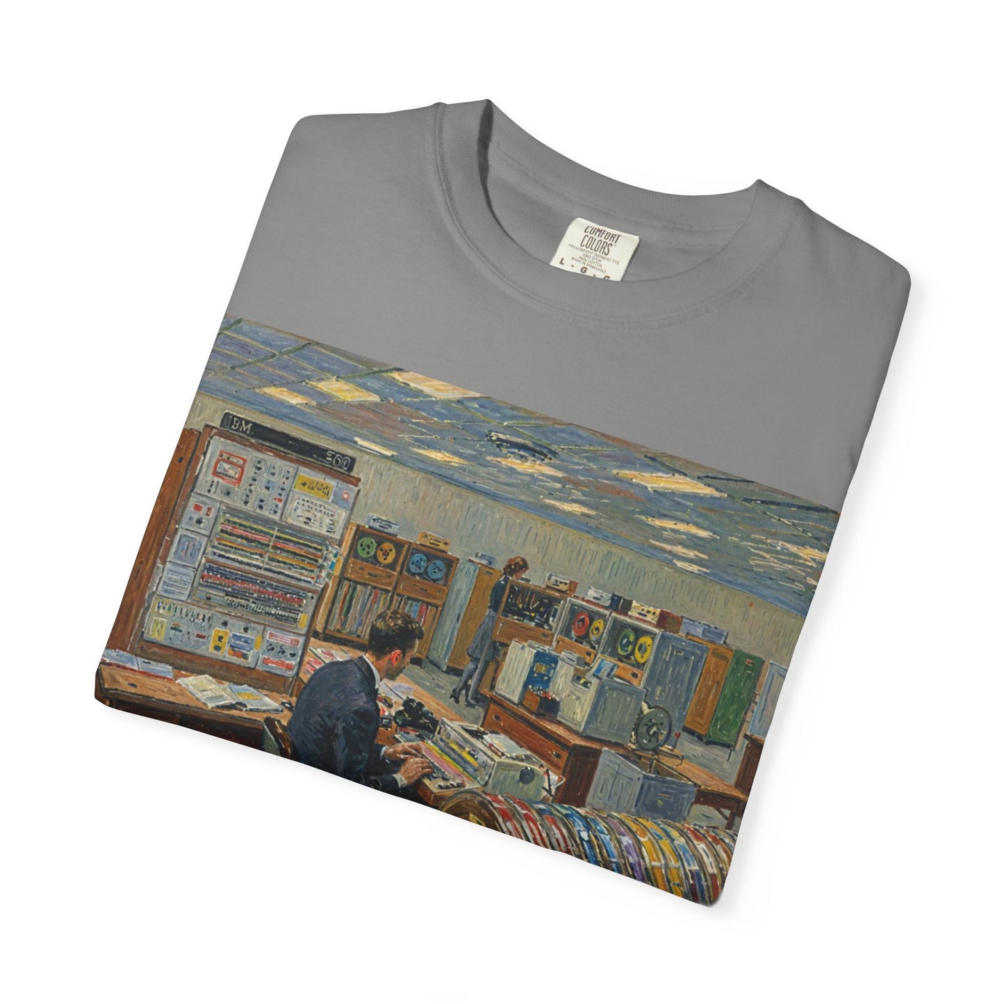 Classic Mainframe T-Shirt with tape storage units on back - Print Art Color
