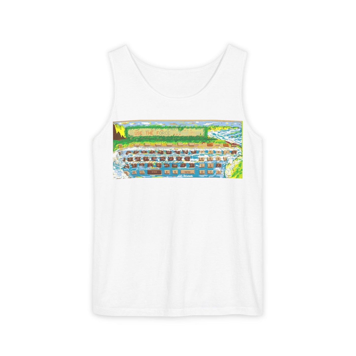 Pocket Computer Inspired Tank Top | Unisex Retro Graphic Tee for Tech Lovers, Summer Fashion, Gift for Nerds, Festival Wear, 80s Style