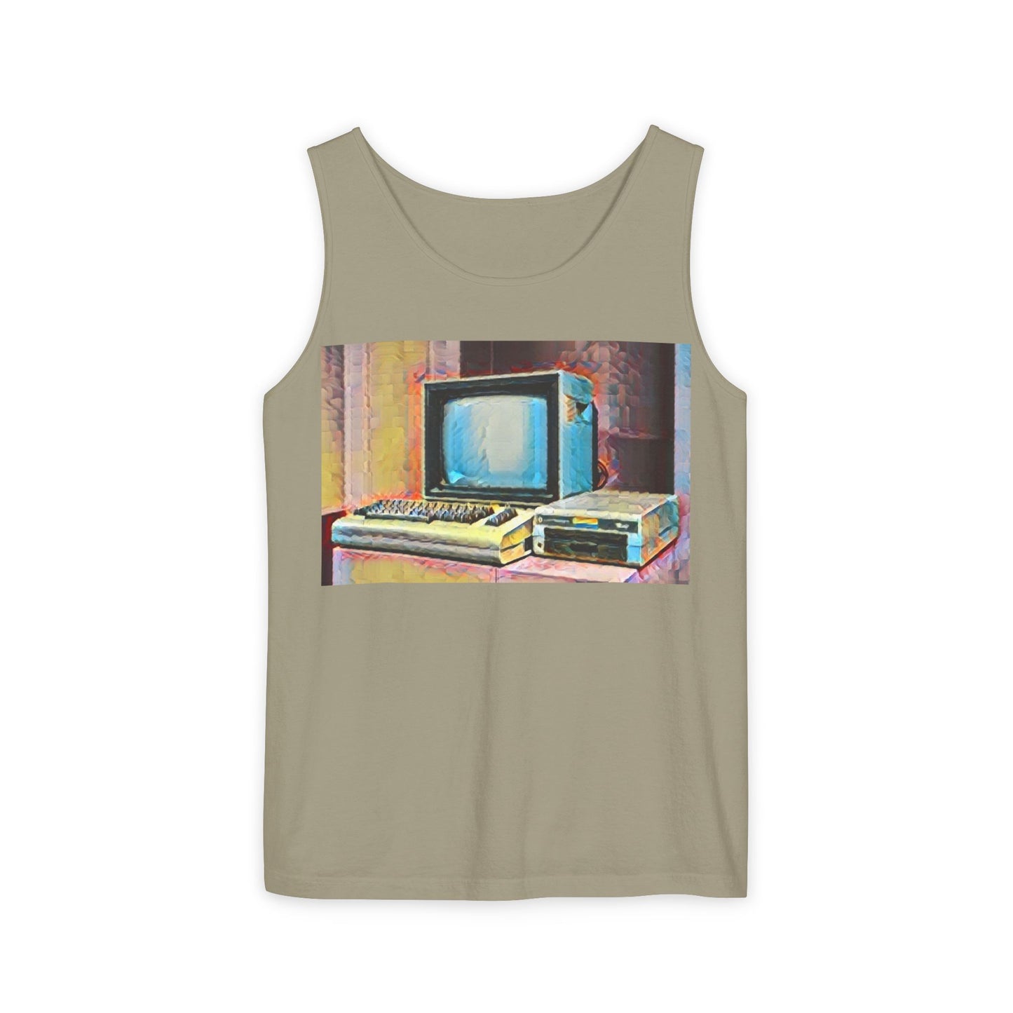 Classic 8 bit home computer inspired Tank Top | Spray Art Color | Unisex Retro Graphic Tee for Tech Lovers, Summer Fashion, Gift for Nerds, Festival Wear, 80s Style