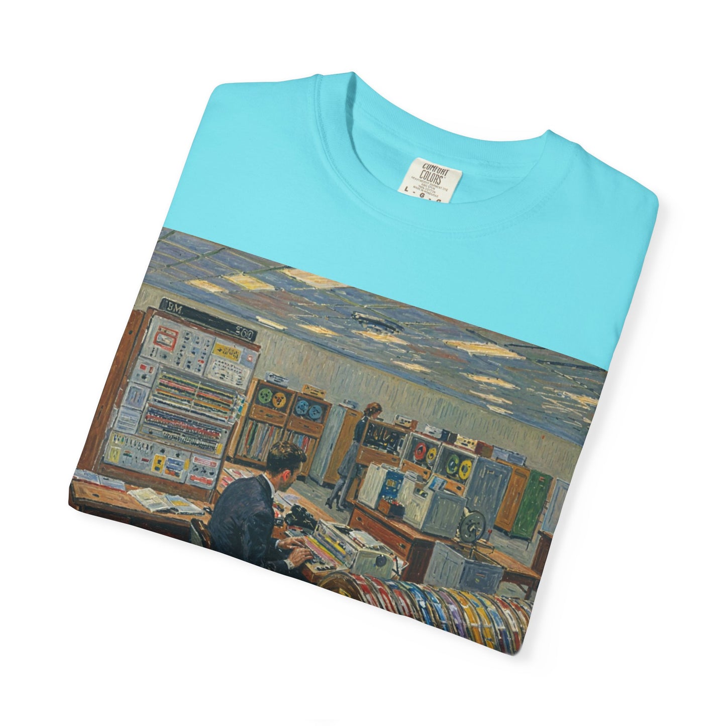 Classic Mainframe T-Shirt with tape storage units on back - Print Art Color