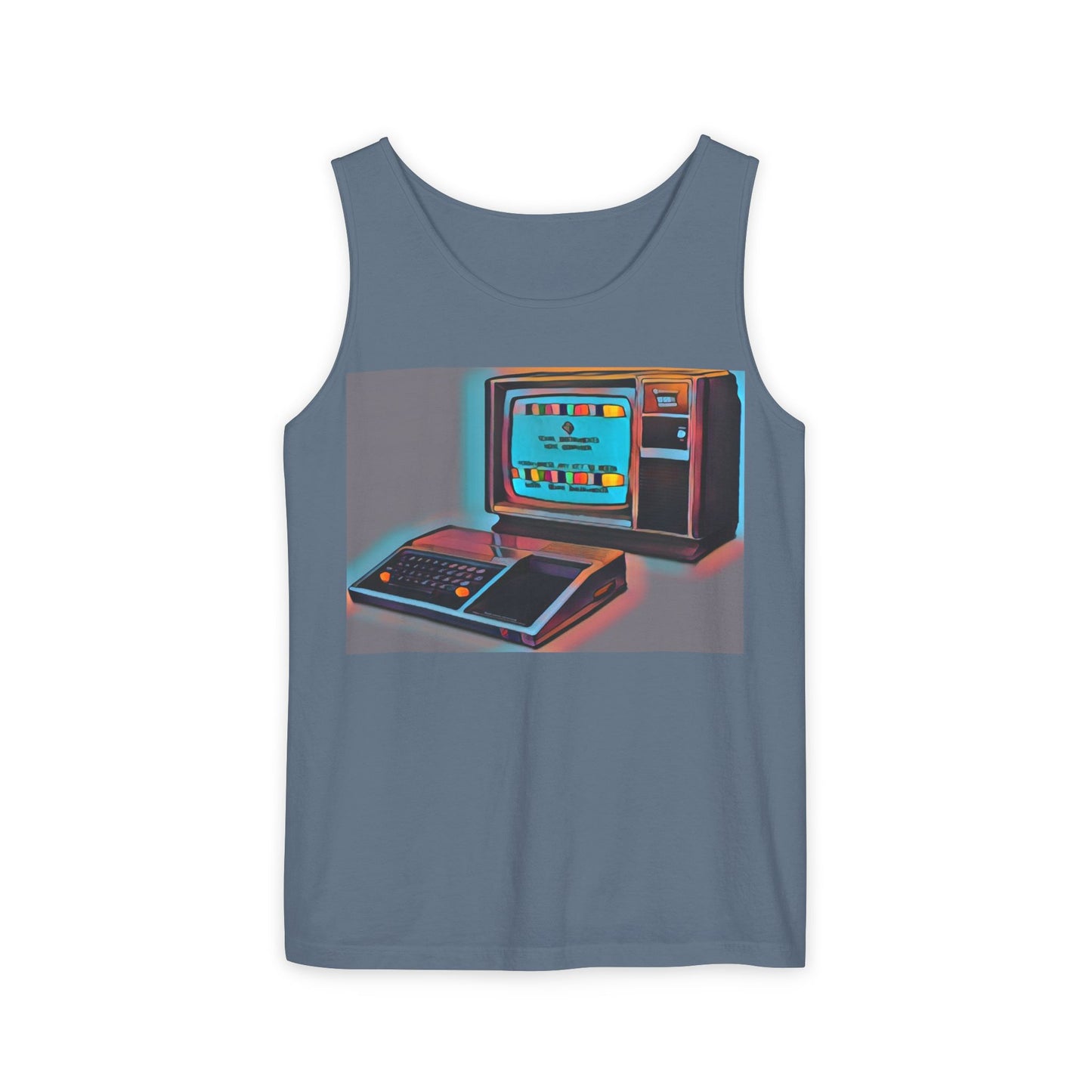 TI-99/4A Computer Inspired Tank Top | Print Art Color | Unisex Retro Graphic Tee for Tech Lovers, Summer Fashion, Gift for Nerds, Festival Wear, 80s Style