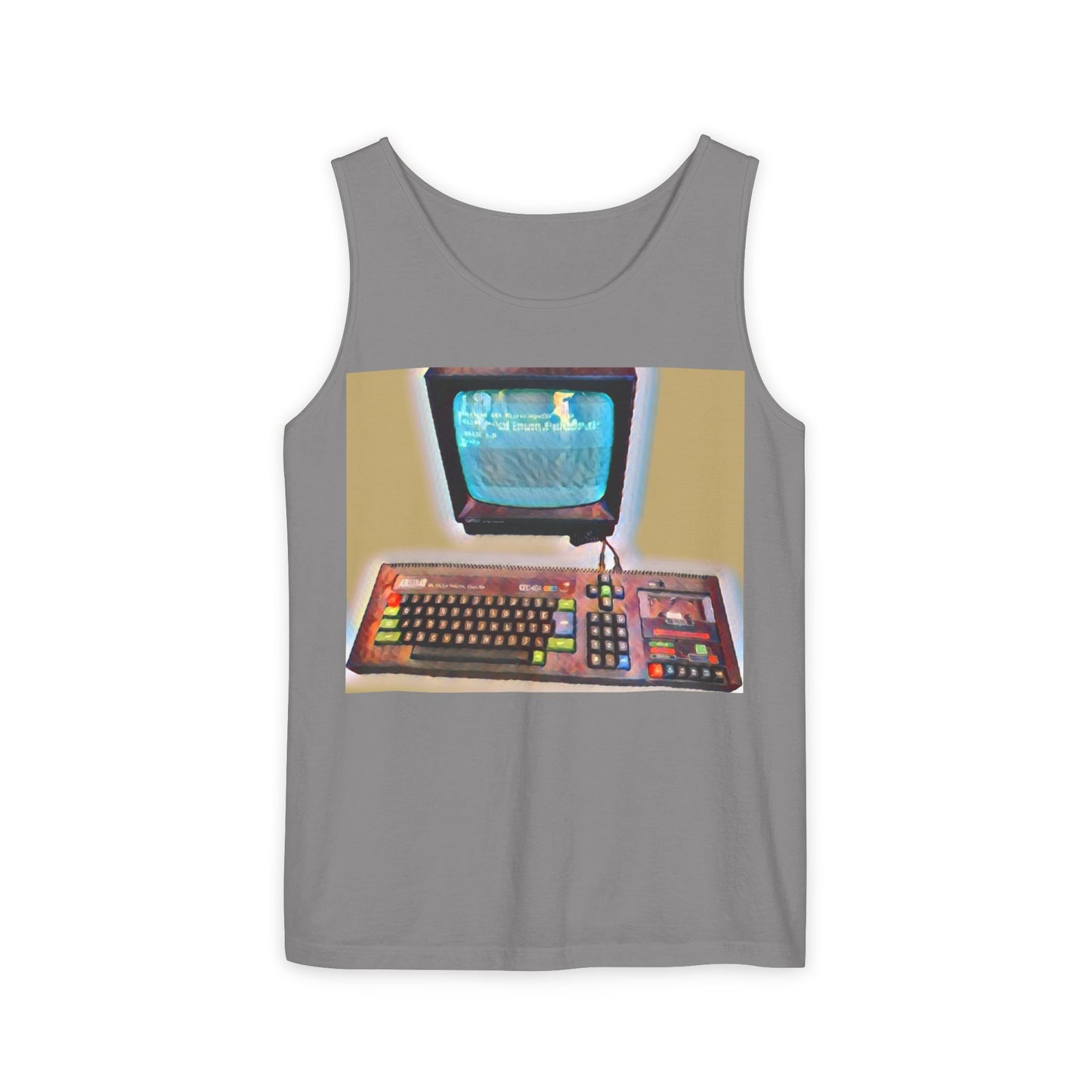 Classic 8 bit home computer inspired Tank Top | Color Print Art | Unisex Retro Graphic Tee for Tech Lovers, Summer Fashion, Gift for Nerds, Festival Wear, 80s Style