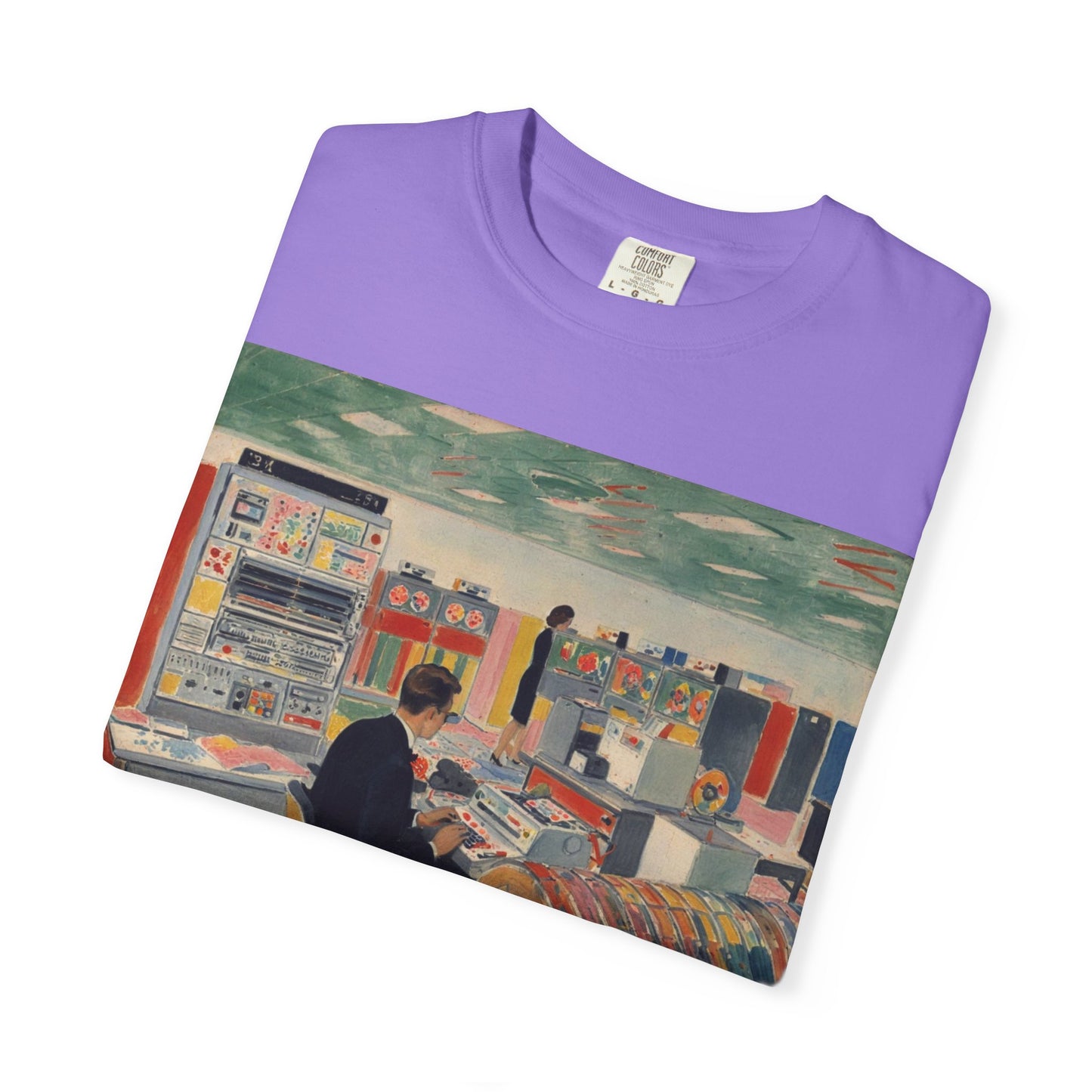 Classic Mainframe Computer T-Shirt with control panel on back - Modern Art Color