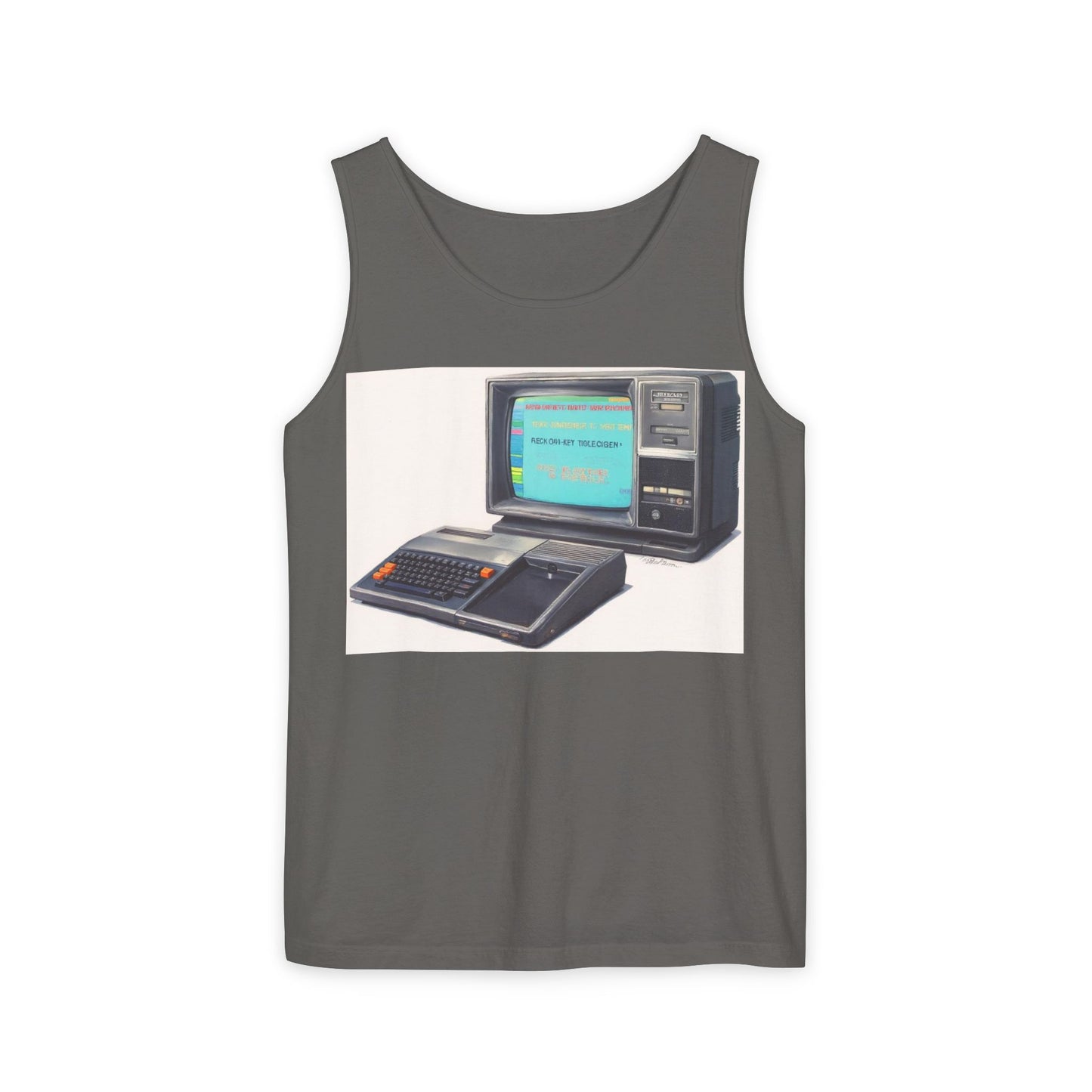 TI-99/4A Home Computer Inspired Tank Top | Mosaic Art Color | Unisex Retro Graphic Tee for Tech Lovers, Summer Fashion, Gift for Nerds, Festival Wear, 80s Style