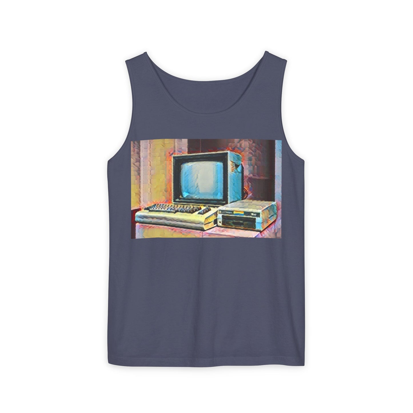 Classic 8 bit home computer inspired Tank Top | Spray Art Color | Unisex Retro Graphic Tee for Tech Lovers, Summer Fashion, Gift for Nerds, Festival Wear, 80s Style