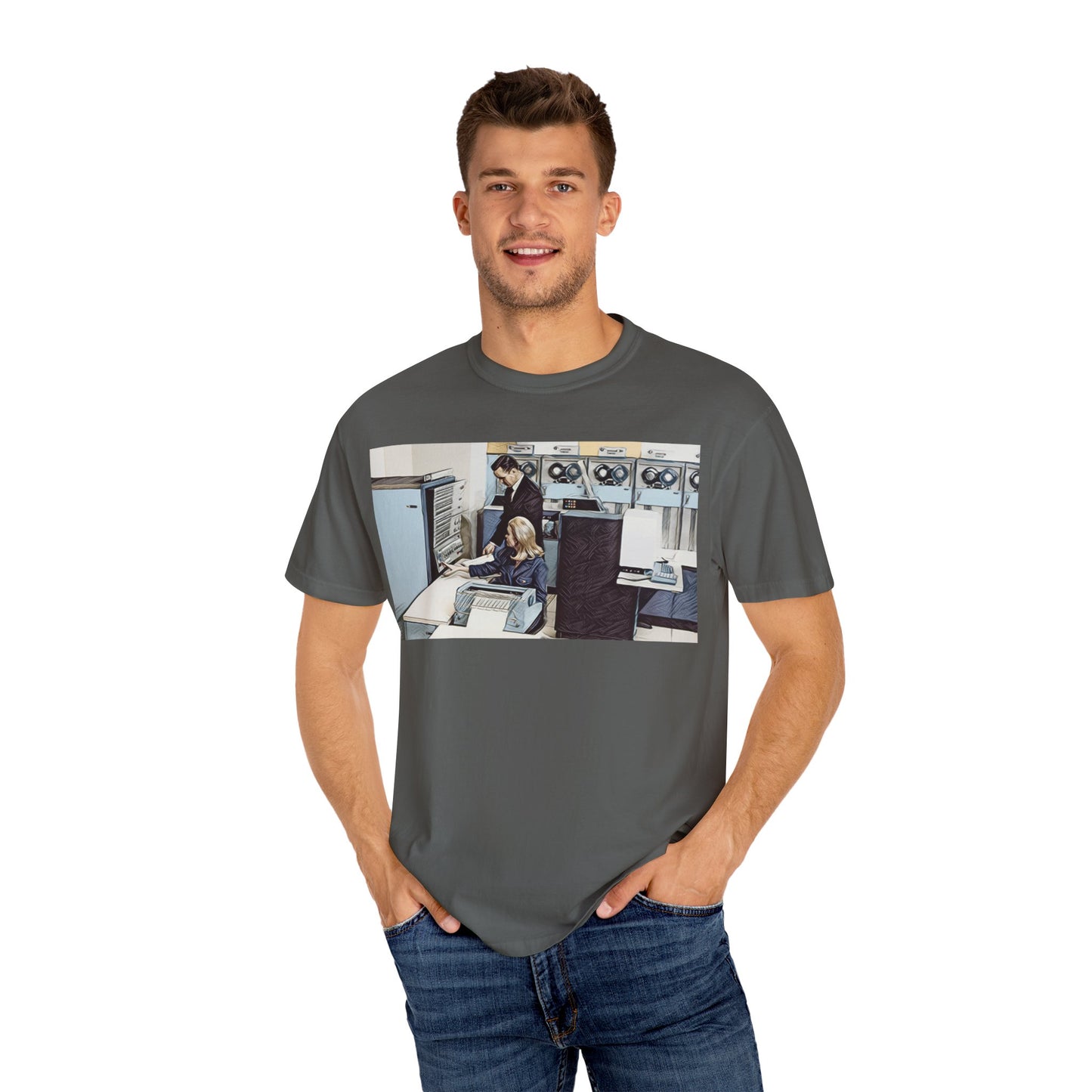 Classic Mainframe T-Shirt with control panel on back - Print Art Color