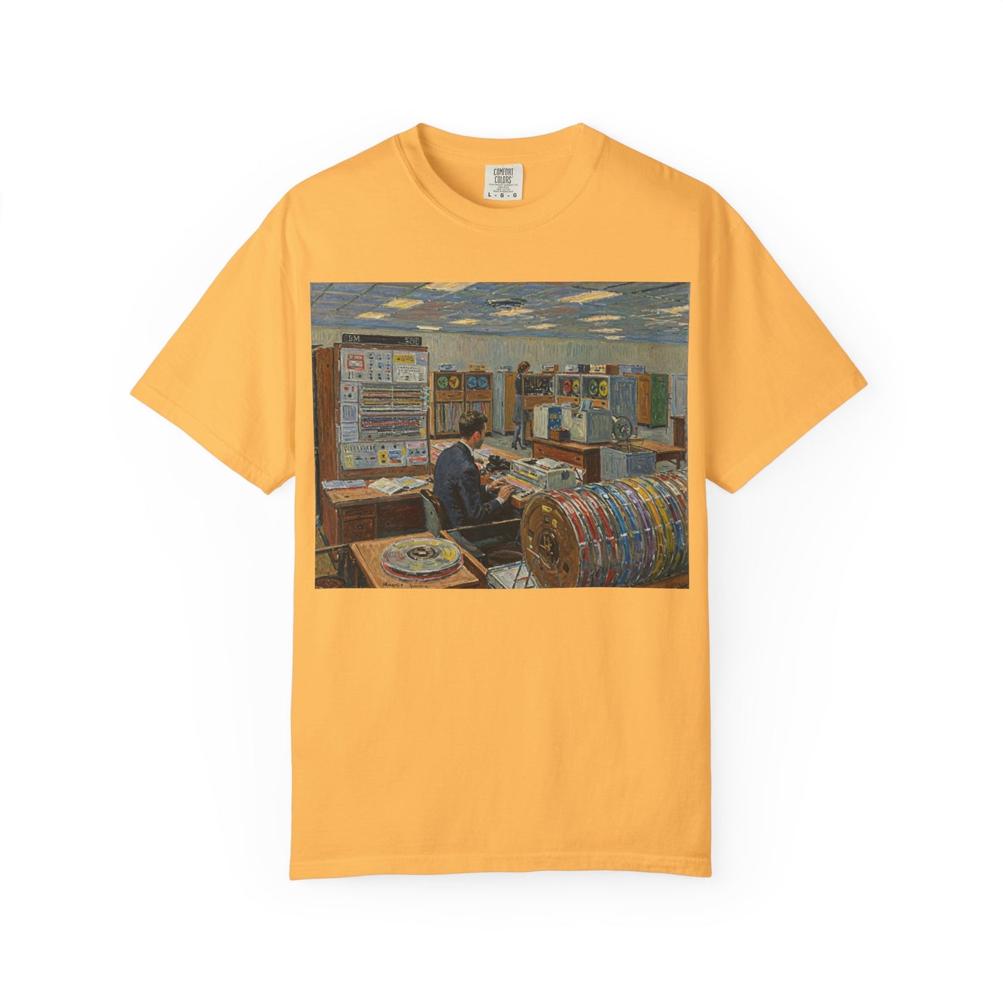 Classic Mainframe T-Shirt with tape storage units on back - Print Art Color