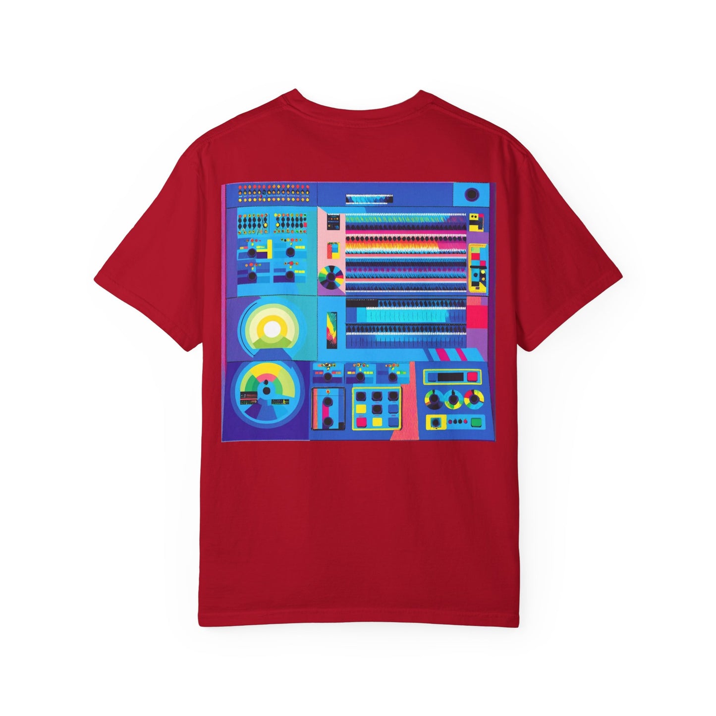 Classic Mainframe Computer T-Shirt with control panel on back - Modern Art Color