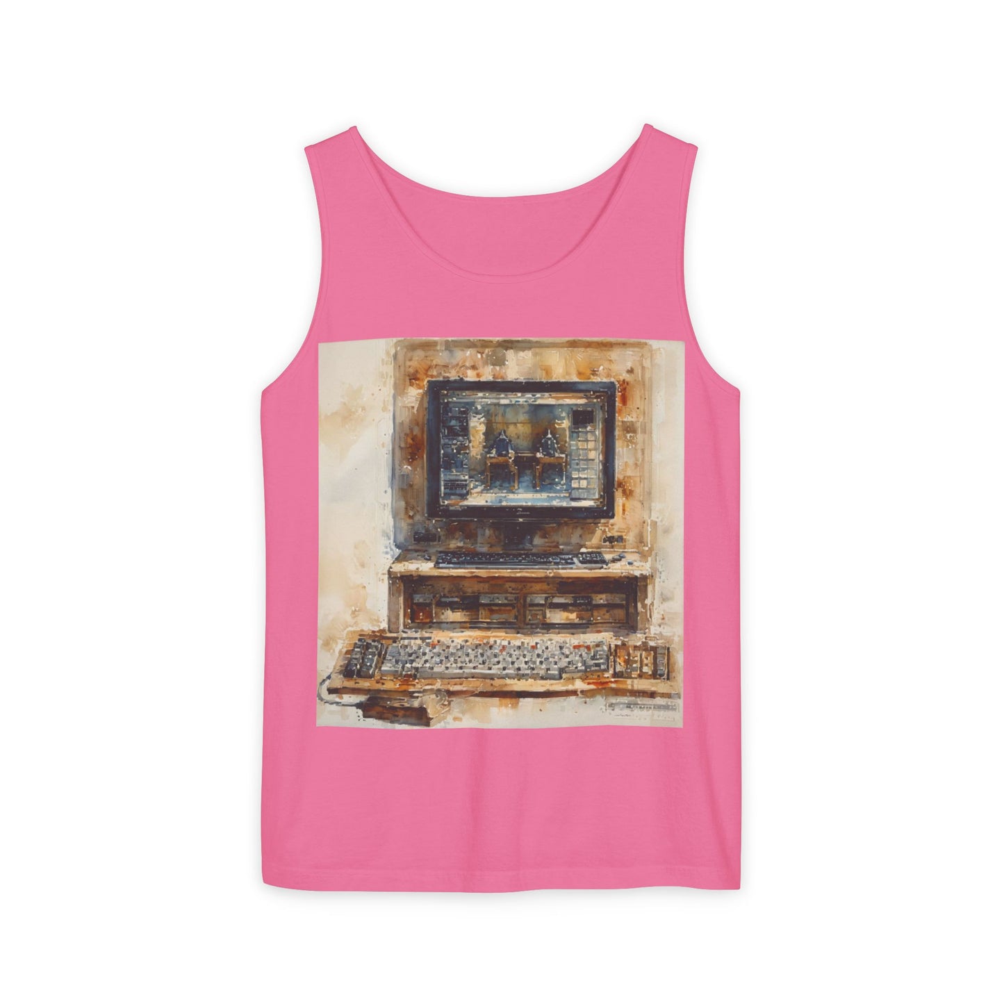 Classic business machine inspired Tank Top | Paint Art | Unisex Retro Graphic Tee for Tech Lovers, Summer Fashion, Gift for Nerds, Festival Wear, 80s Style
