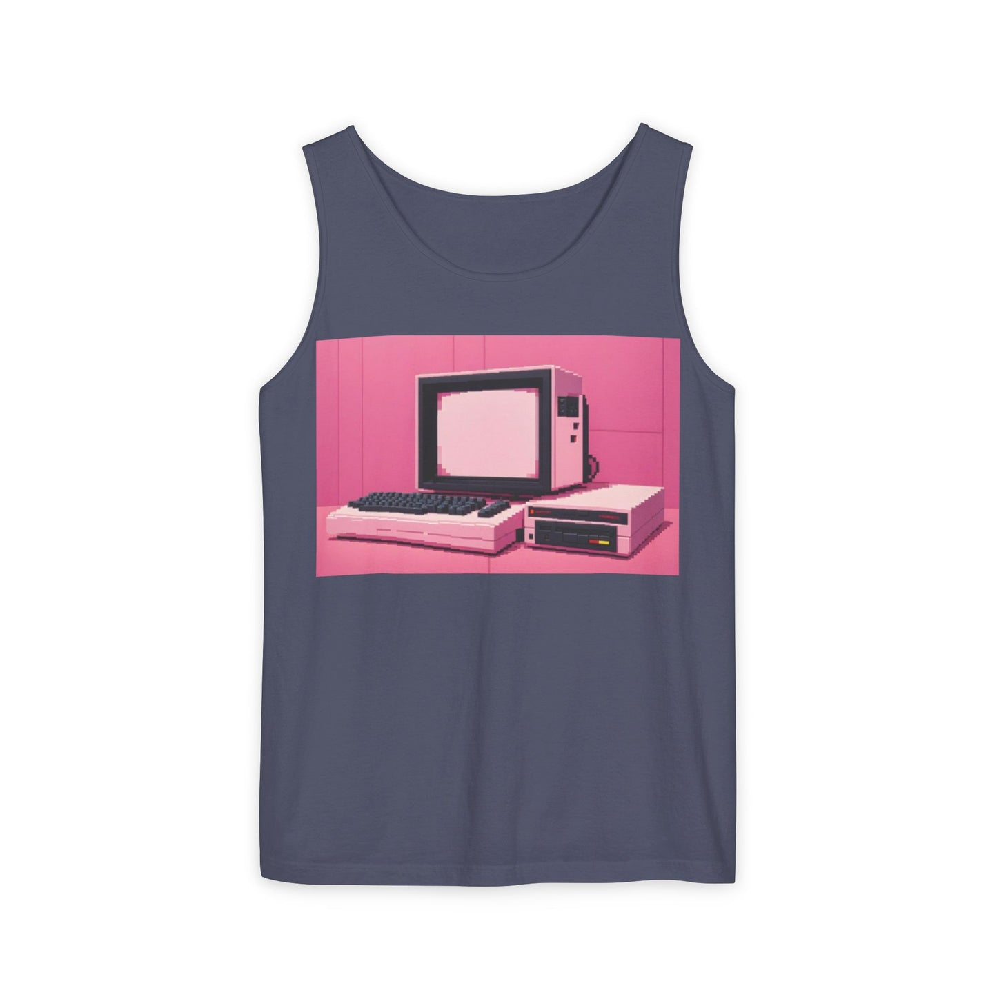 Classic 8 bit home computer inspired Tank Top | Pixel Art Color | Unisex Retro Graphic Tee for Tech Lovers, Summer Fashion, Gift for Nerds, Festival Wear, 80s Style