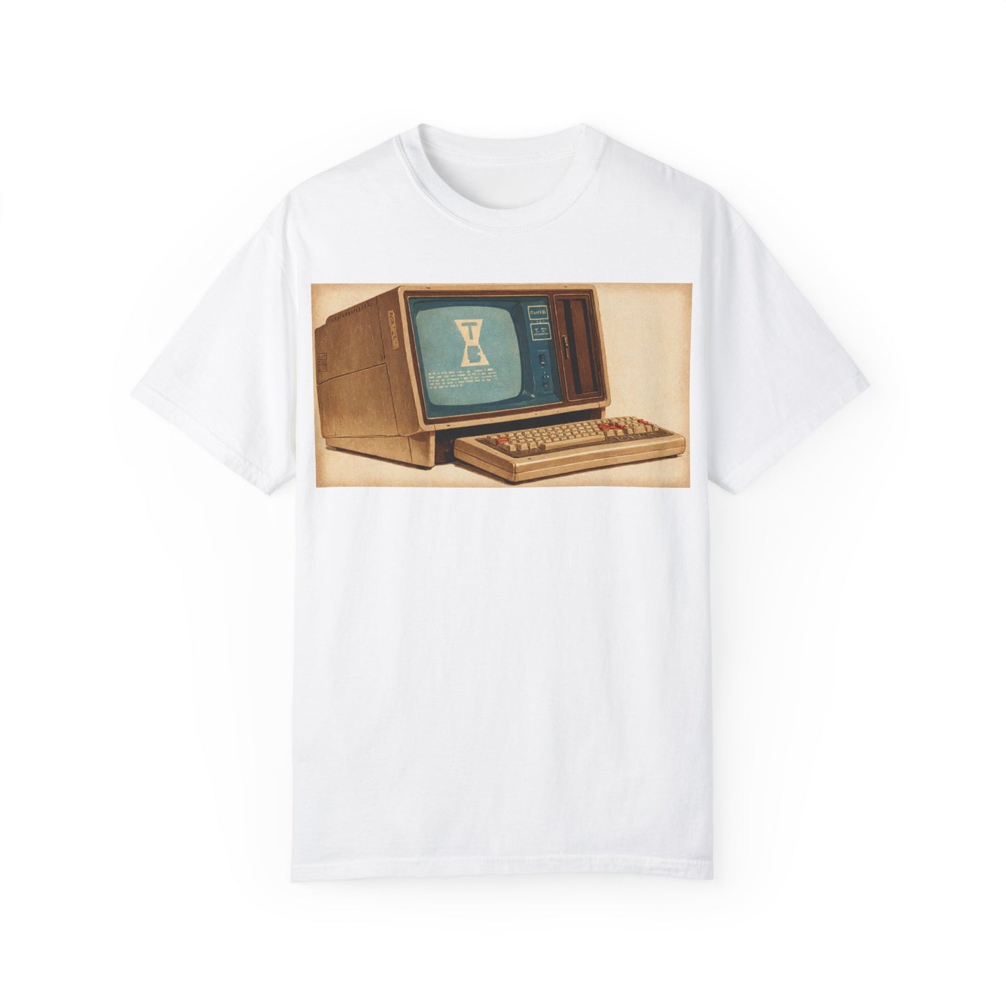Classic Business Machine With Floppy Disk Bay T-Shirt - Mixed Art Sepia