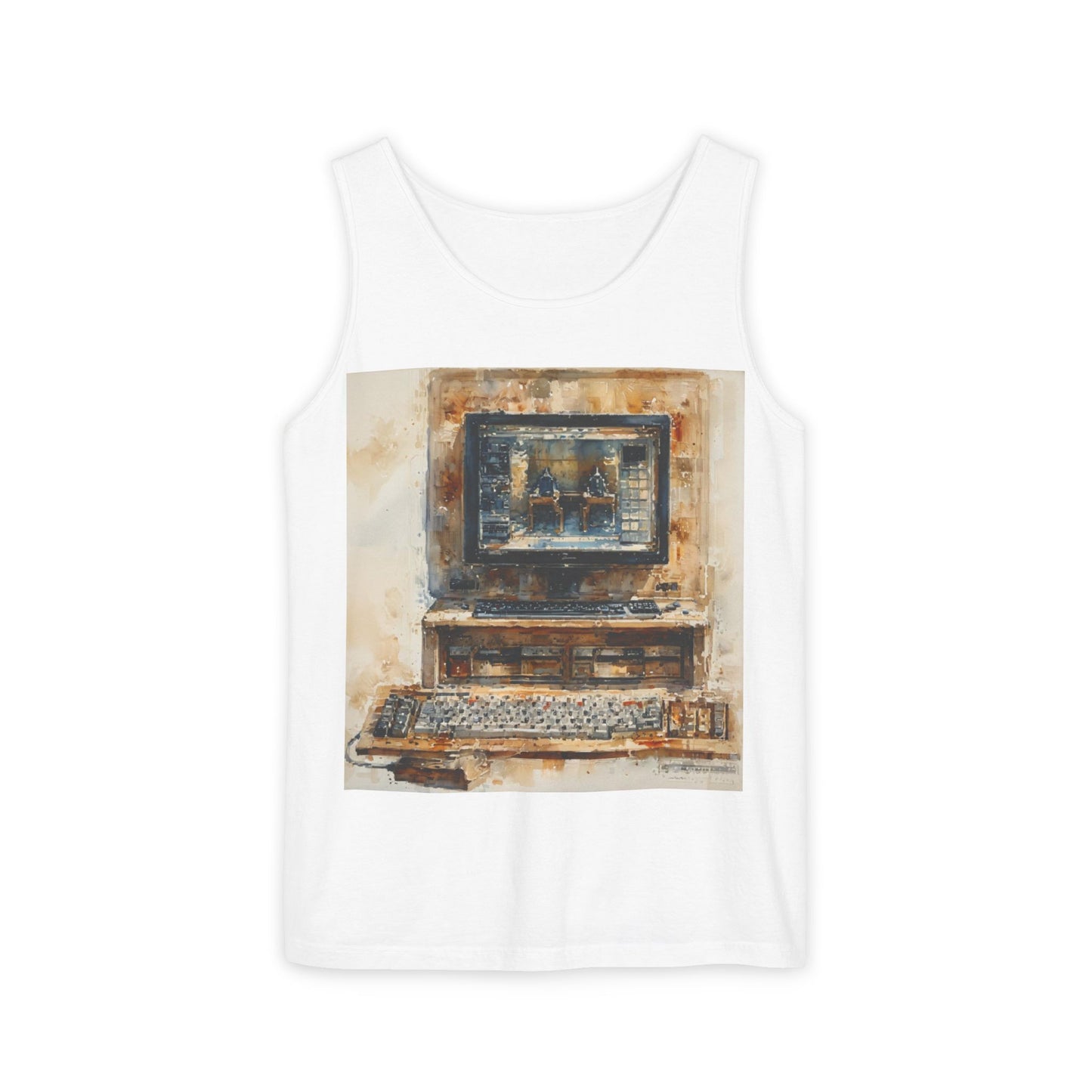 Classic business machine inspired Tank Top | Paint Art | Unisex Retro Graphic Tee for Tech Lovers, Summer Fashion, Gift for Nerds, Festival Wear, 80s Style