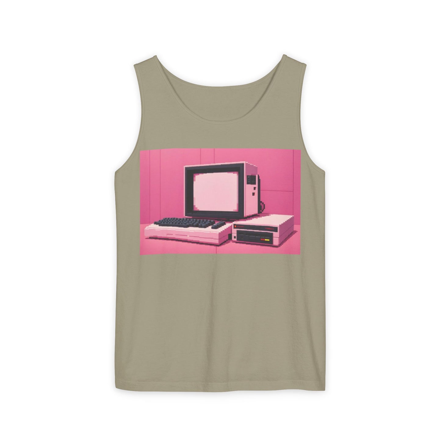 Classic 8 bit home computer inspired Tank Top | Pixel Art Color | Unisex Retro Graphic Tee for Tech Lovers, Summer Fashion, Gift for Nerds, Festival Wear, 80s Style