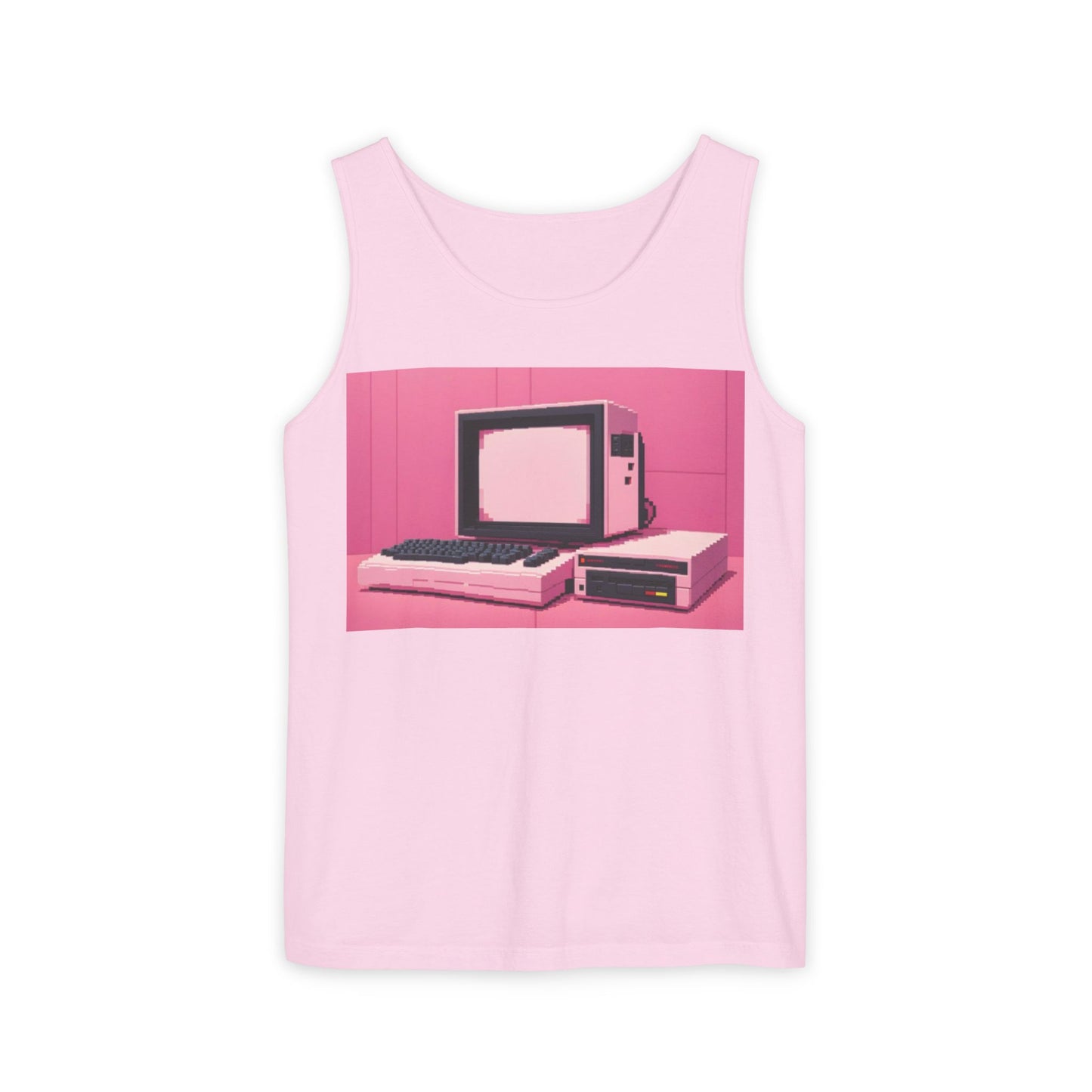 Classic 8 bit home computer inspired Tank Top | Pixel Art Color | Unisex Retro Graphic Tee for Tech Lovers, Summer Fashion, Gift for Nerds, Festival Wear, 80s Style