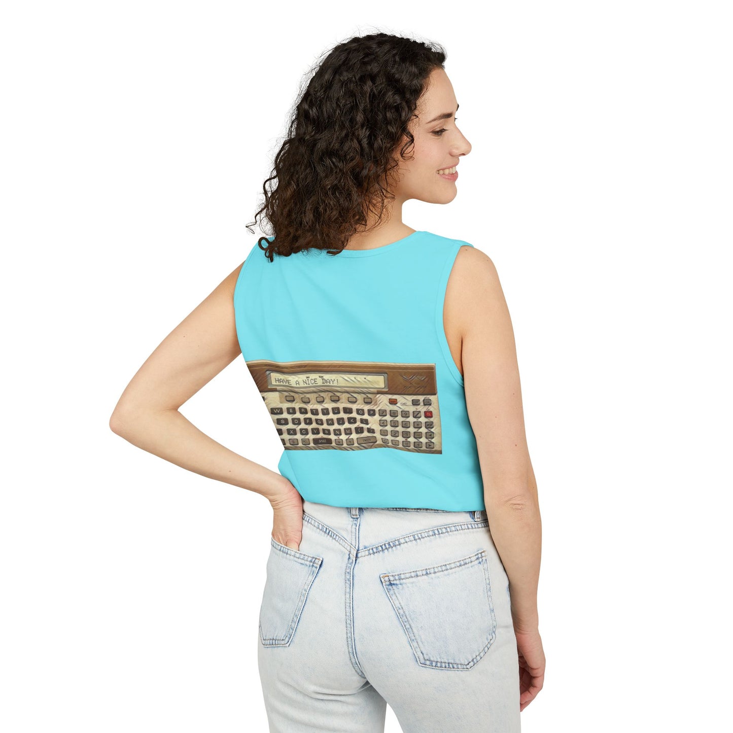 Pocket Computer Inspired Tank Top | Unisex Retro Graphic Tee for Tech Lovers, Summer Fashion, Gift for Nerds, Festival Wear, 80s Style