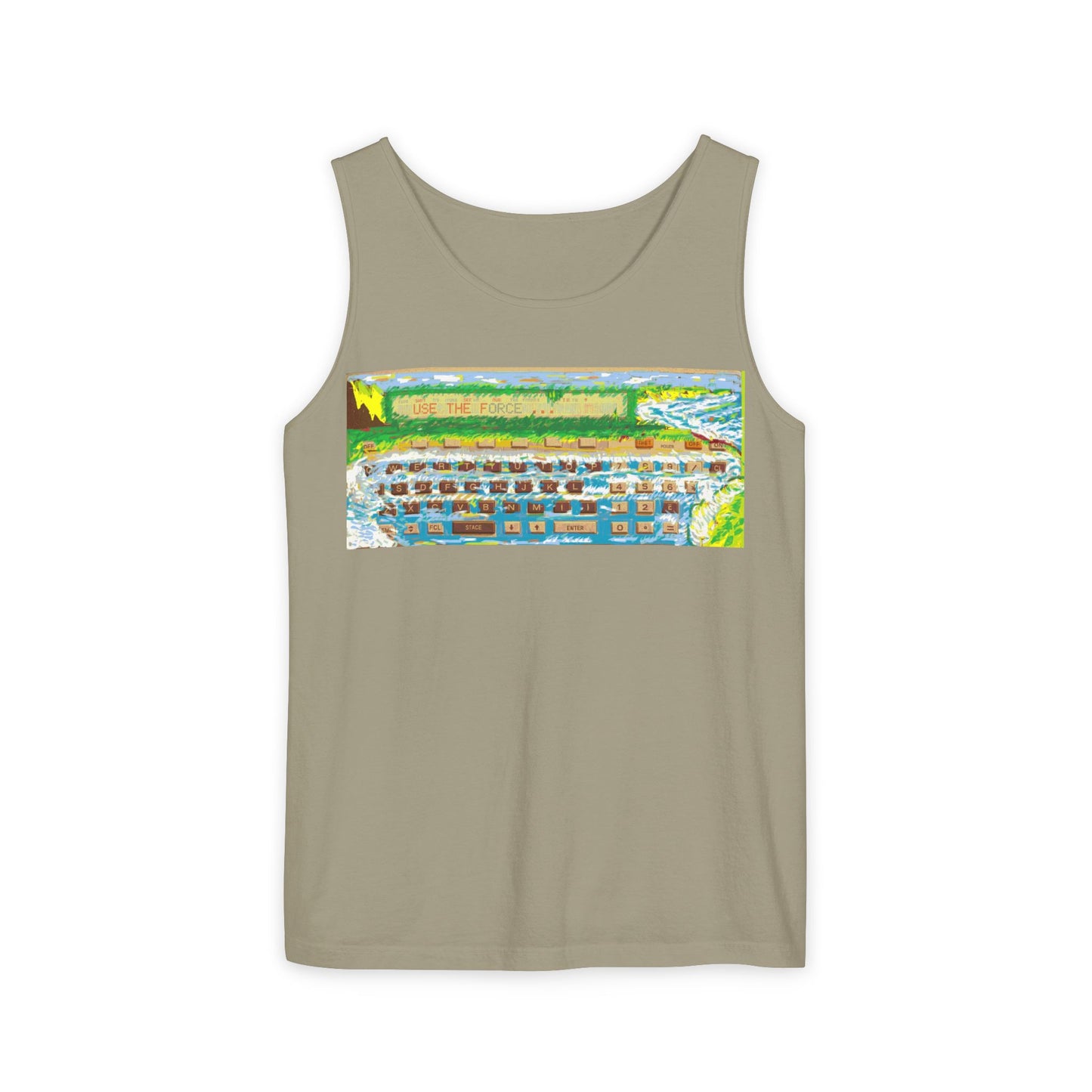 Pocket Computer Inspired Tank Top | Unisex Retro Graphic Tee for Tech Lovers, Summer Fashion, Gift for Nerds, Festival Wear, 80s Style