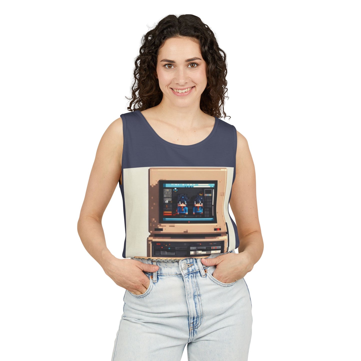 Classic business machine inspired Tank Top | Pixel-Color Art | Unisex Retro Graphic Tee for Tech Lovers, Summer Fashion, Gift for Nerds, Festival Wear, 80s Style