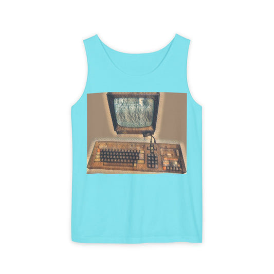 Classic 8 bit home computer inspired Tank Top | Faded Art Color | Unisex Retro Graphic Tee for Tech Lovers, Summer Fashion, Gift for Nerds, Festival Wear, 80s Style