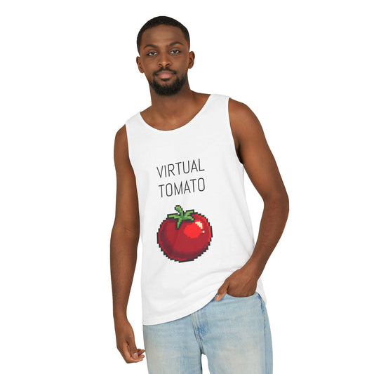 Virtual Tomato Recipe Themed Tank Top | Pixel Art | Unisex Retro Graphic Tee for Tech Lovers, Summer Fashion, Gift for Nerds, Festival Wear, 80s Style