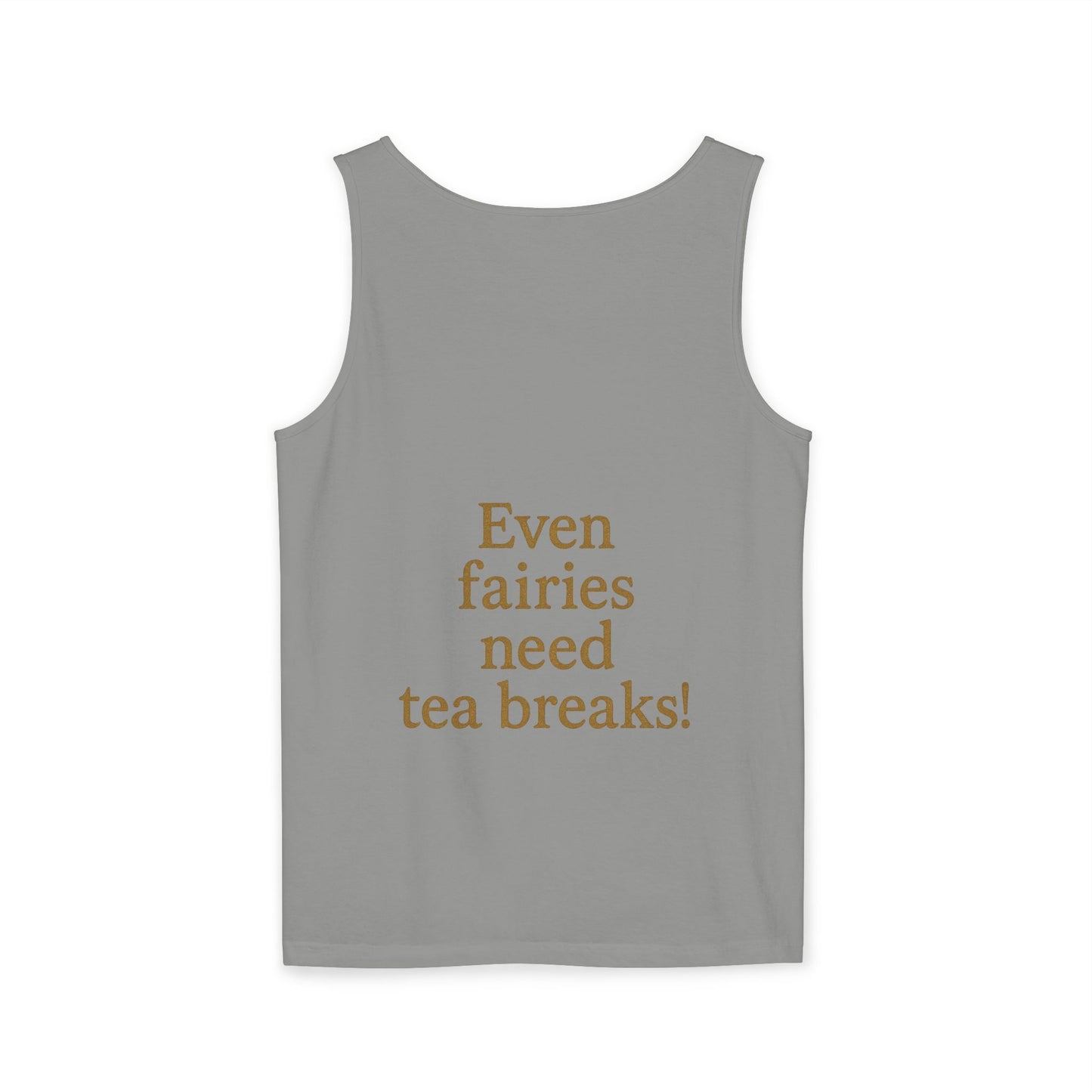 Even Fairies Need Tea Breaks! Tank Top | Harmsworth Art | Unisex Retro Graphic Tee for Tech Lovers, Summer Fashion, Gift for Nerds, Festival Wear, 80s Style