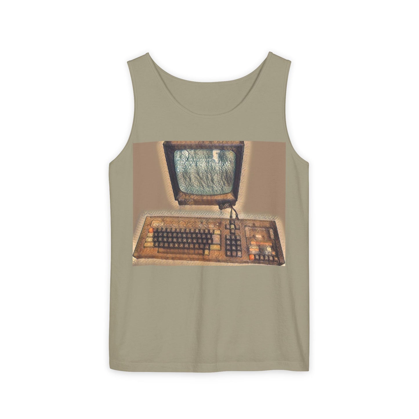 Classic 8 bit home computer inspired Tank Top | Faded Art Color | Unisex Retro Graphic Tee for Tech Lovers, Summer Fashion, Gift for Nerds, Festival Wear, 80s Style