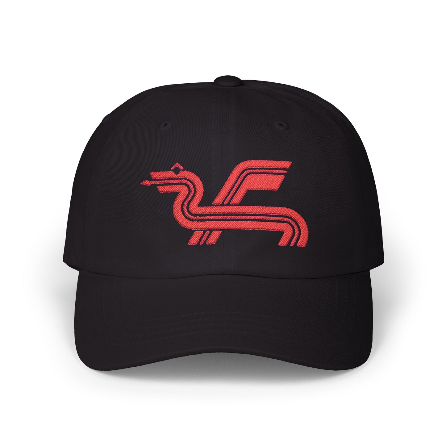 Dragon Computers Cap with Retro Red Winged Snake Logo - Vintage Athletic Baseball Hat