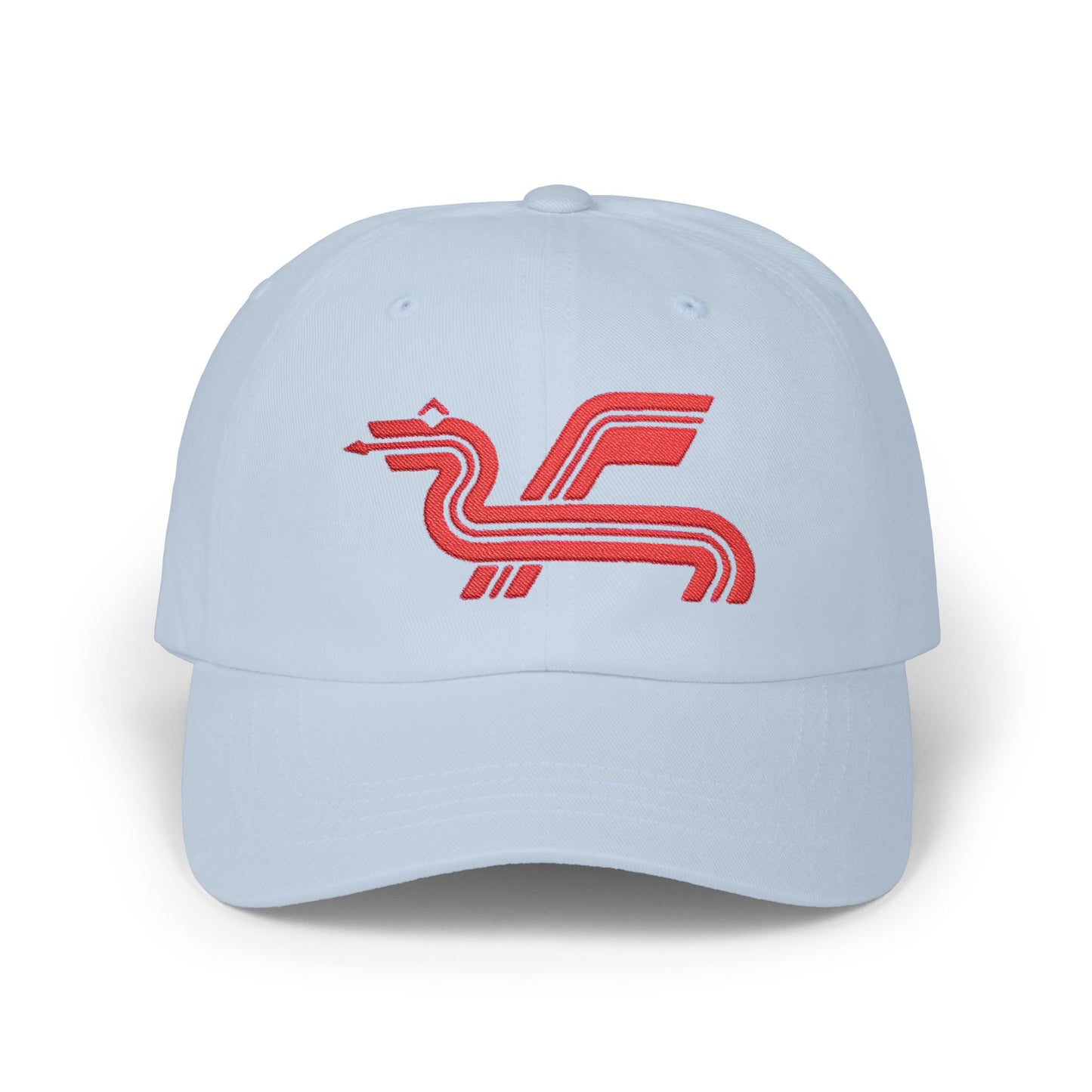 Dragon Computers Cap with Retro Red Winged Snake Logo - Vintage Athletic Baseball Hat