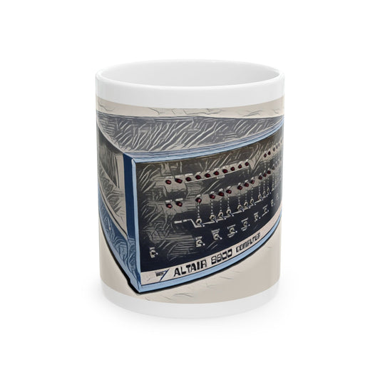 Vintage Computer Ceramic Mug | Classic ALTAIR 8800 Ink Art Color Design | Perfect for Tech Lovers