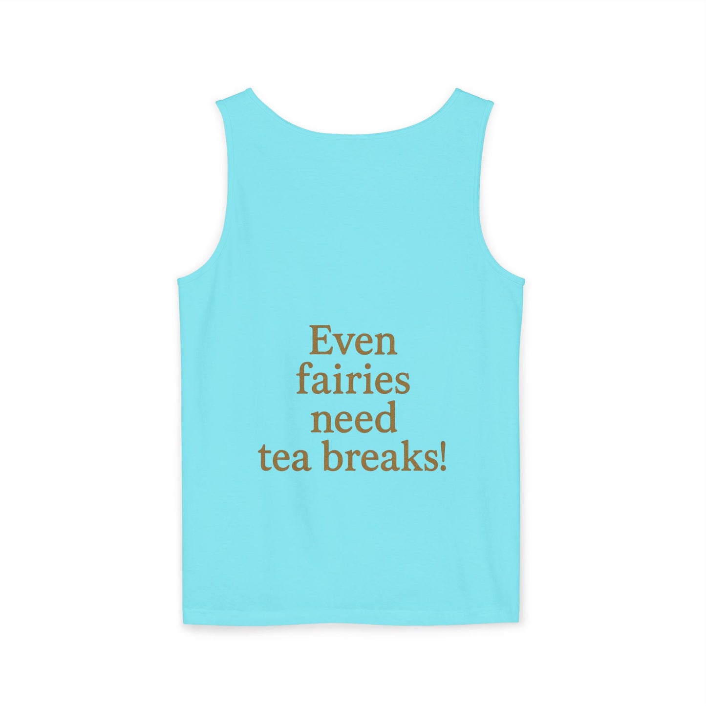 Even Fairies Need Tea Breaks! Tank Top | Harmsworth Art | Unisex Retro Graphic Tee for Tech Lovers, Summer Fashion, Gift for Nerds, Festival Wear, 80s Style