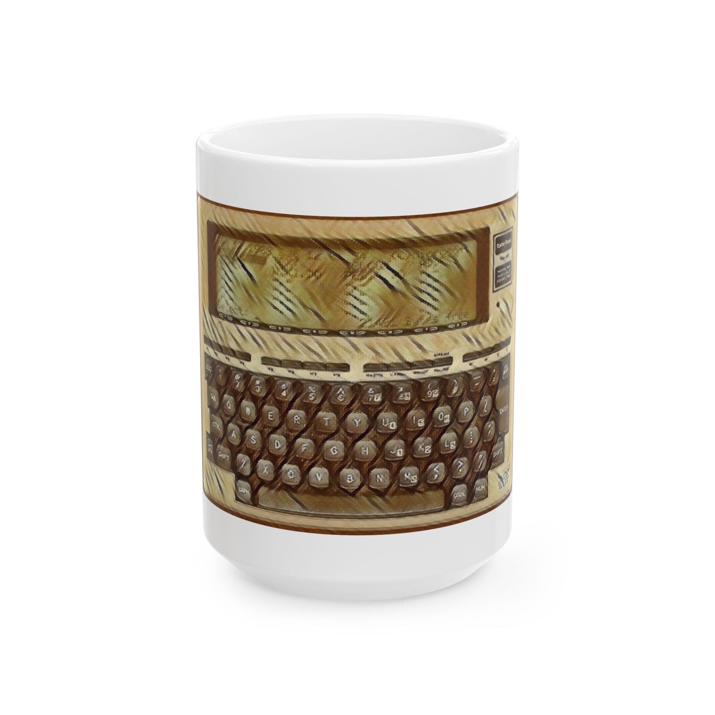 Vintage Computer Ceramic Mug | Classic Laptop Computer Paint Art Monochrome Design | Perfect for Tech Lovers