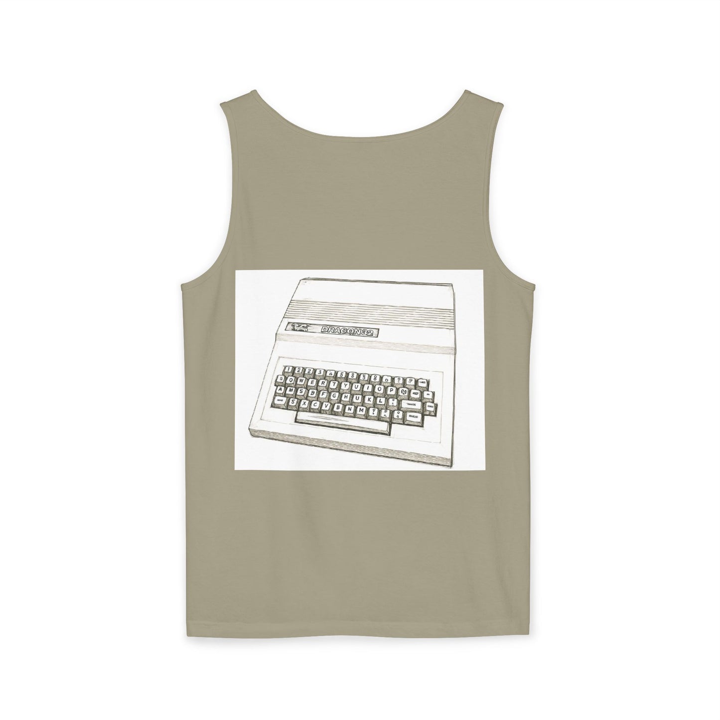 Classic 8 bit home computer inspired Tank Top | Monochrome Art | Unisex Retro Graphic Tee for Tech Lovers, Summer Fashion, Gift for Nerds, Festival Wear, 80s Style