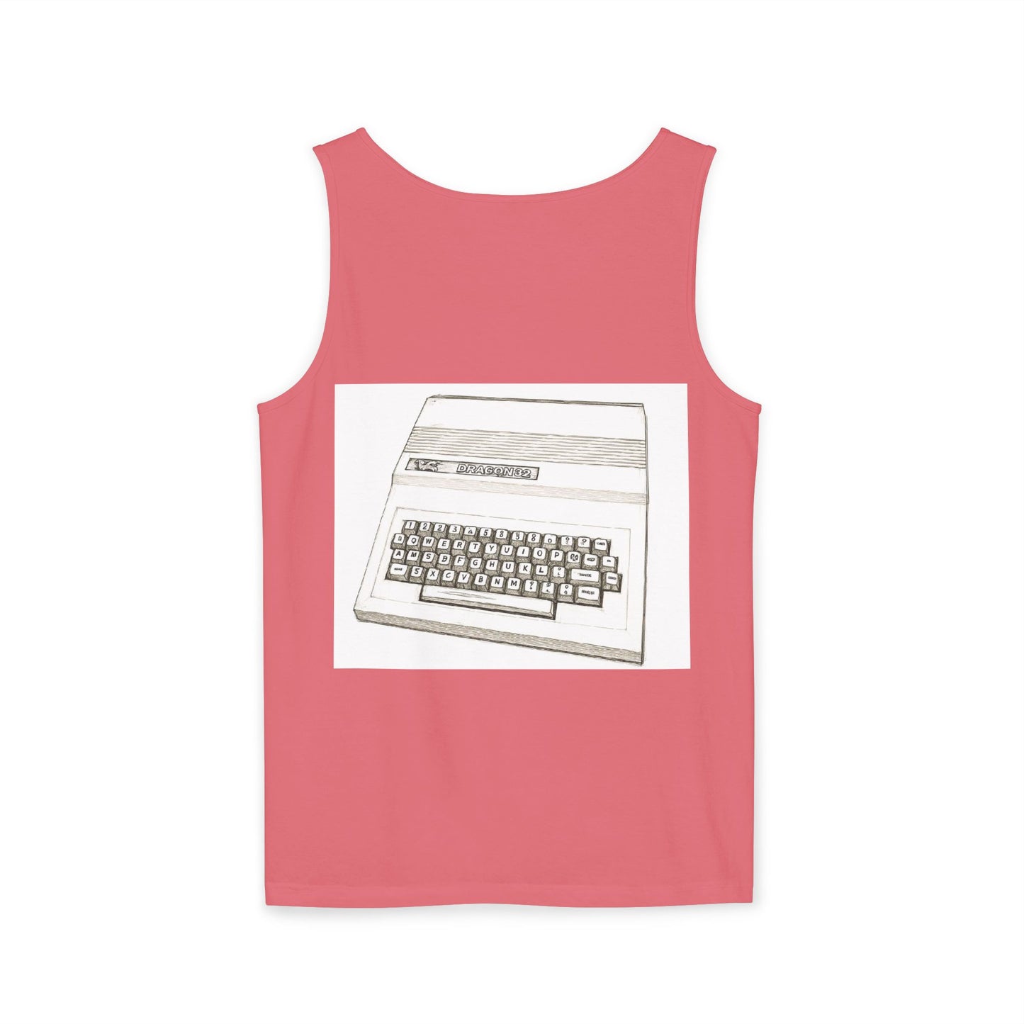 Classic 8 bit home computer inspired Tank Top | Monochrome Art | Unisex Retro Graphic Tee for Tech Lovers, Summer Fashion, Gift for Nerds, Festival Wear, 80s Style