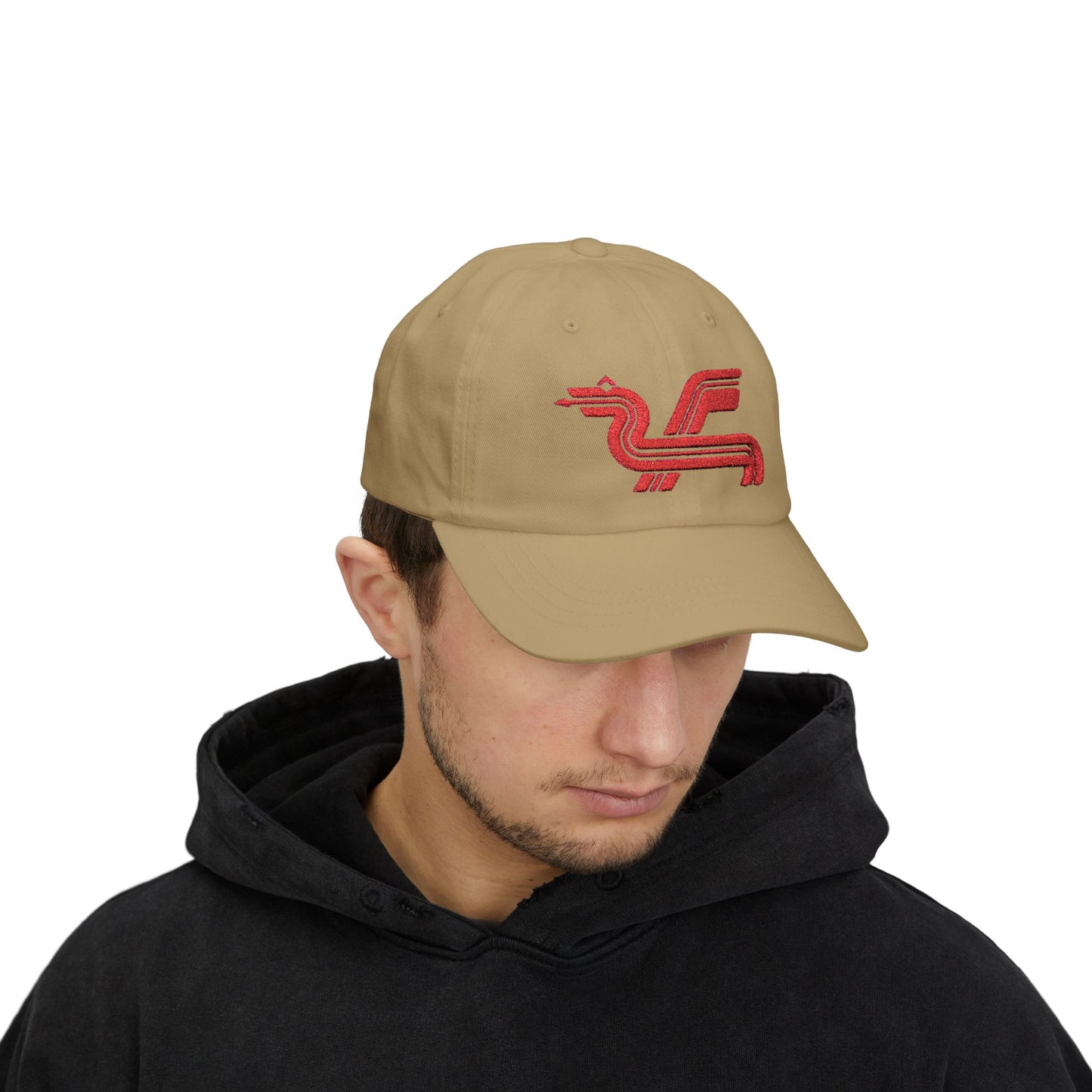 Dragon Computers Cap with Retro Red Winged Snake Logo - Vintage Athletic Baseball Hat