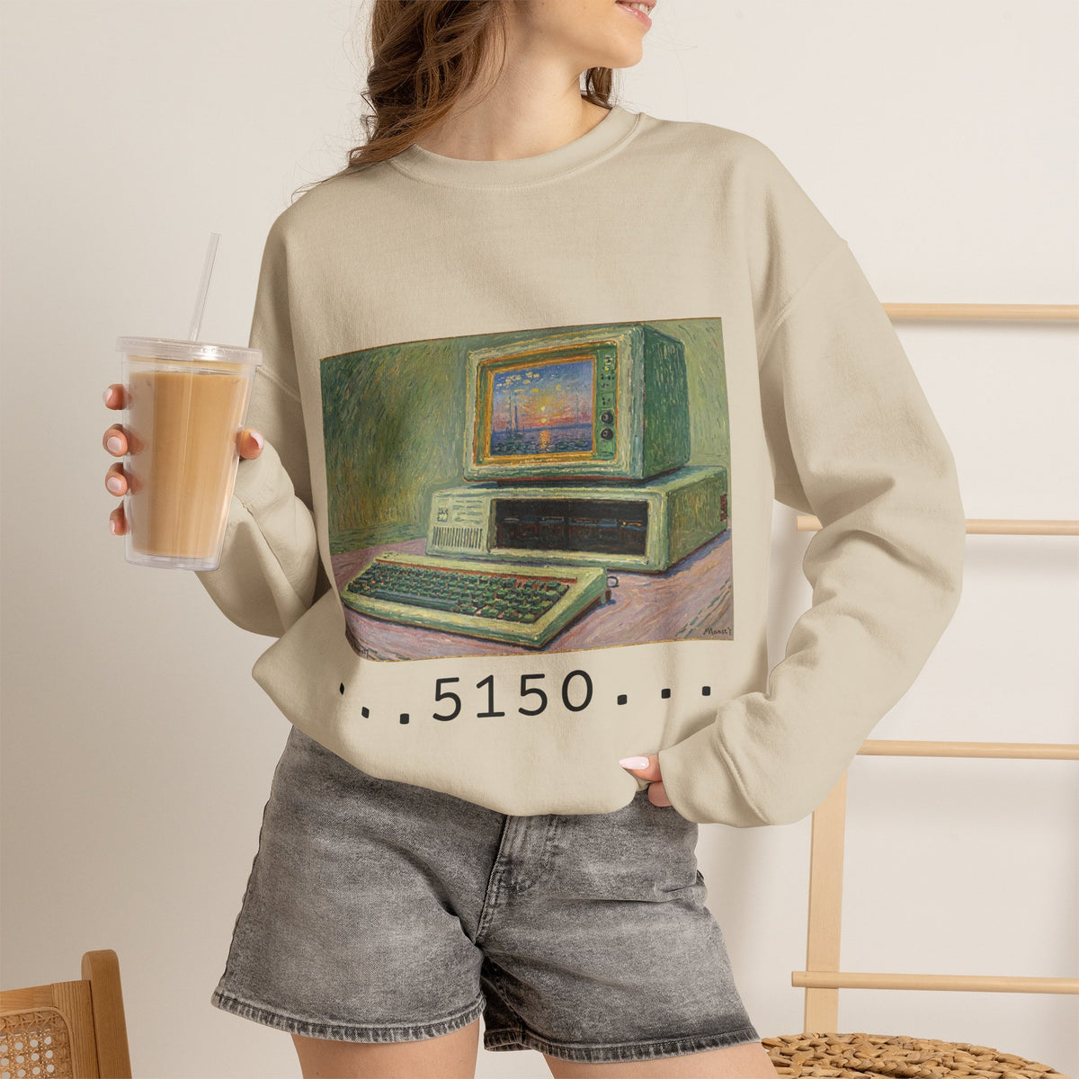 Classic PC Themed Crewneck Sweatshirt - 5150 Vintage PC Graphic