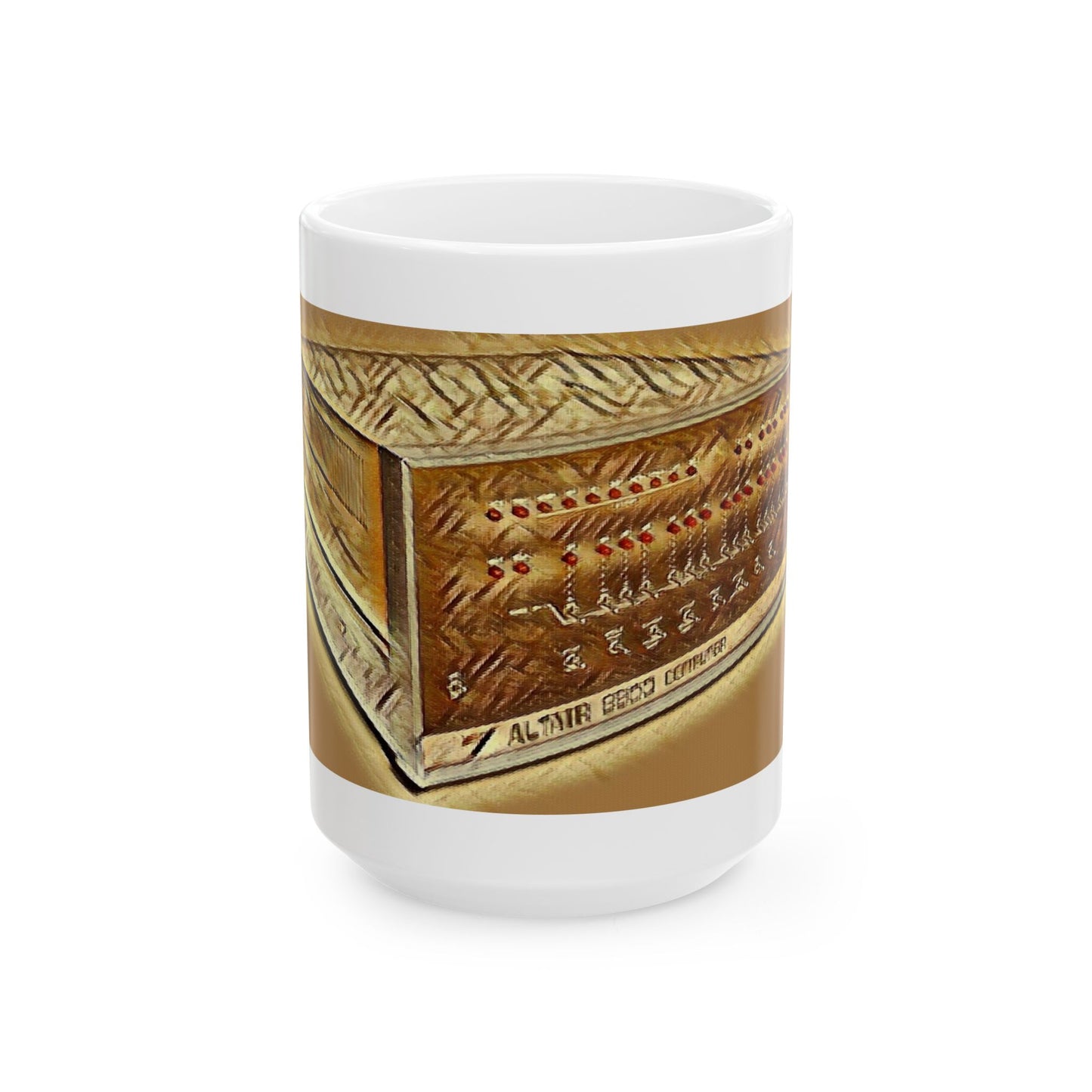 Vintage Computer Ceramic Mug | Classic ALTAIR 8800 Ink Art Sepia Design | Perfect for Tech Lovers