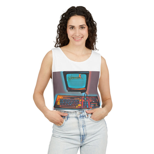 Classic 8 bit home computer inspired Tank Top | Print Art Color | Unisex Retro Graphic Tee for Tech Lovers, Summer Fashion, Gift for Nerds, Festival Wear, 80s Style