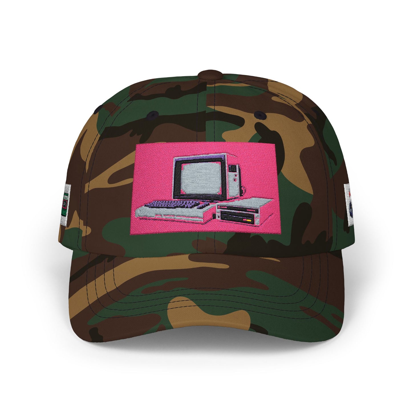 Game Controller Themed Computer Cap with Retro Red Winged Snake Logo - Vintage Athletic Baseball Hat