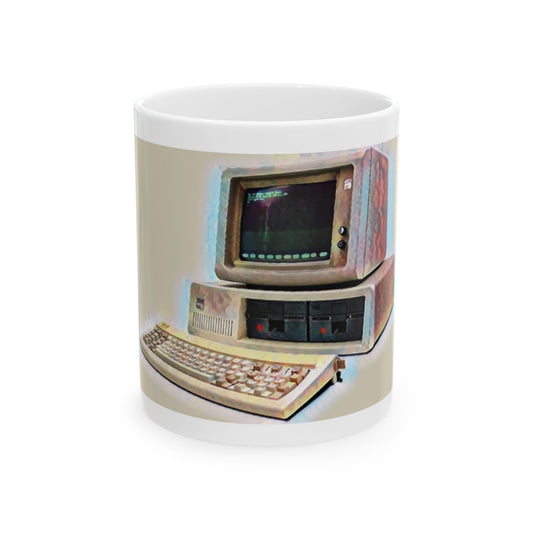 Vintage Computer Ceramic Mug | Classic PC Print Art Color Design | Perfect for Tech Lovers