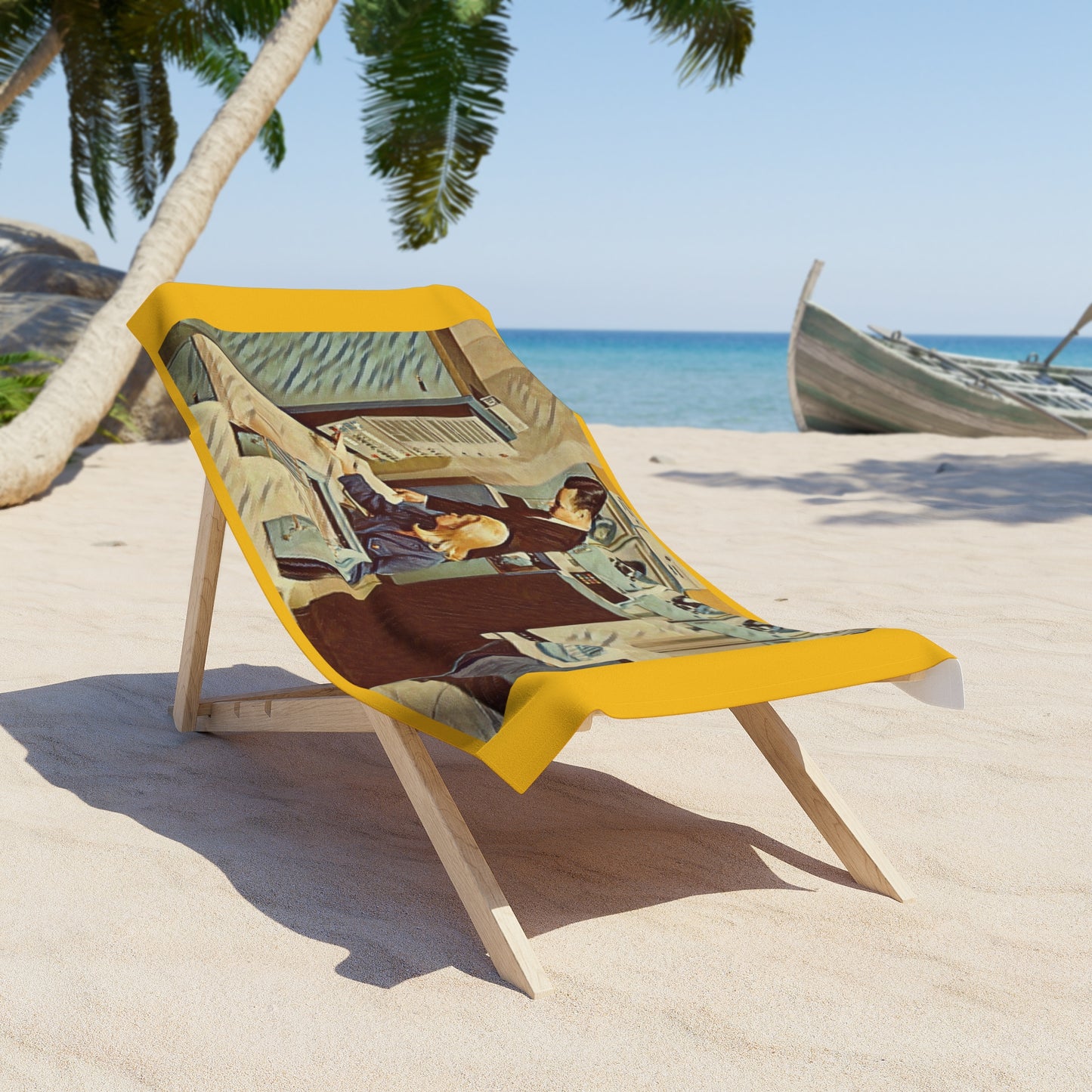 Retro Beach Towel - Vintage Mainframe Setting Design, Summer Poolside, Tech Lover Gift, Beach Ready, Picnic Essential