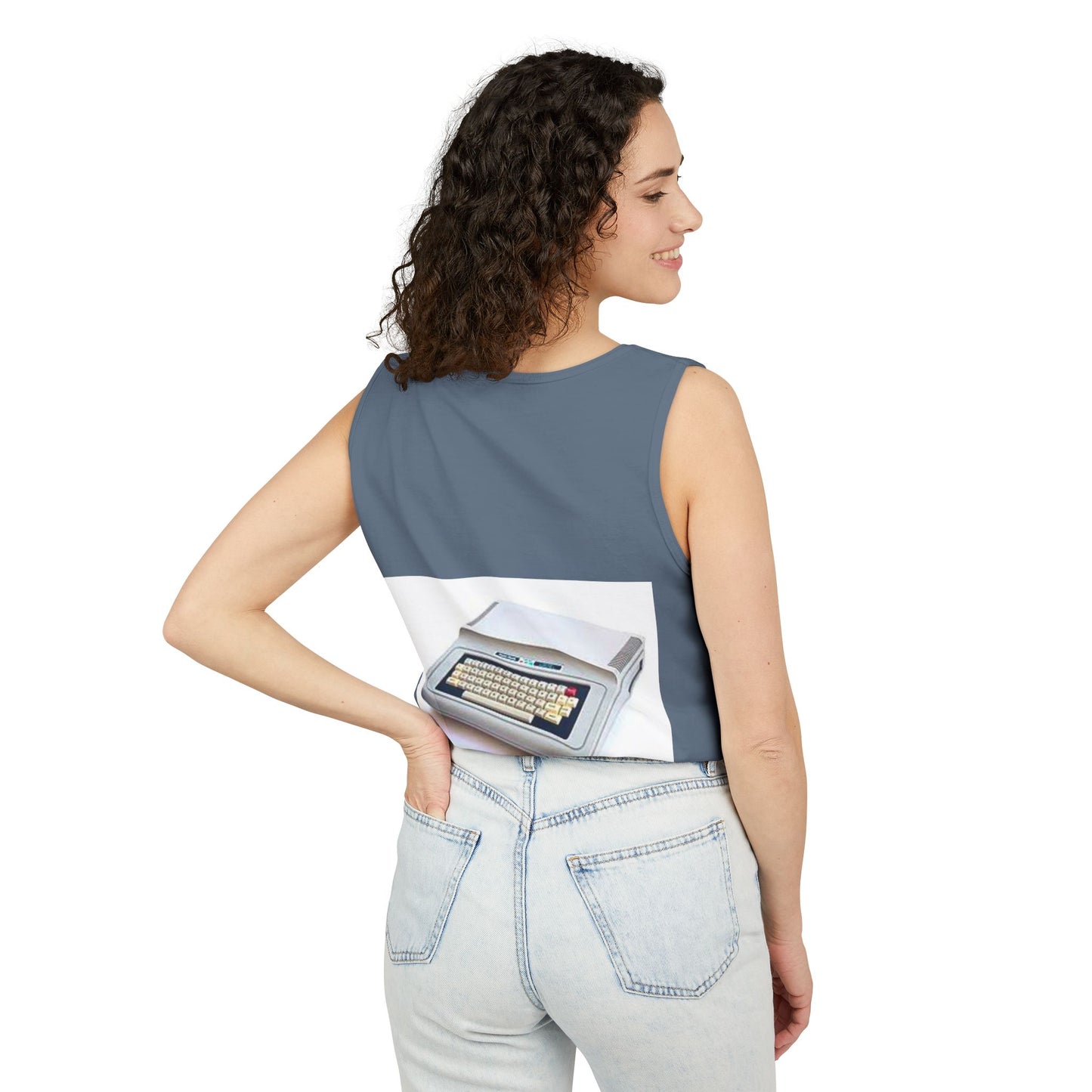 TRS-80 CoCo Themed Tank Top | Monochrome Art | Unisex Retro Graphic Tee for Tech Lovers, Summer Fashion, Gift for Nerds, Festival Wear, 80s Style