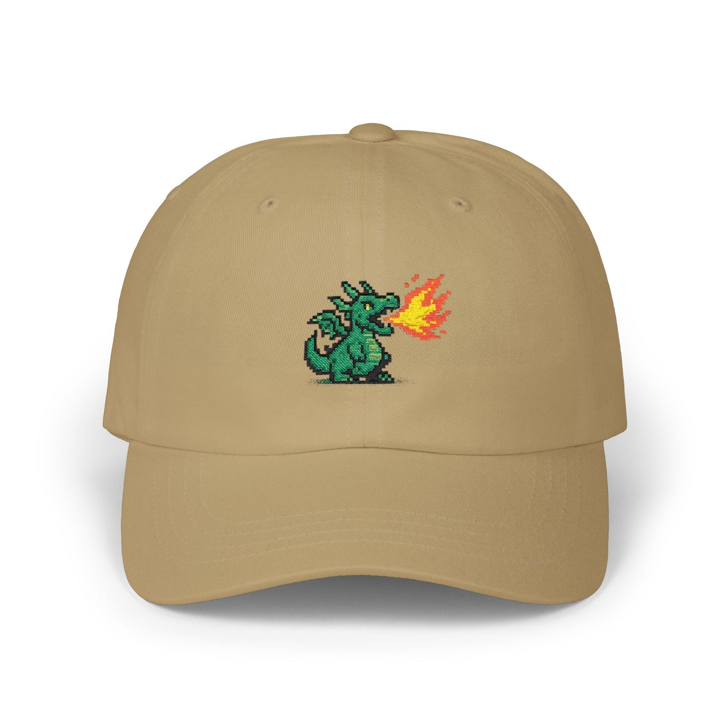 Pixel Dragon Dad Cap — Retro Gaming Fire-Breathing Dragon Baseball Hat